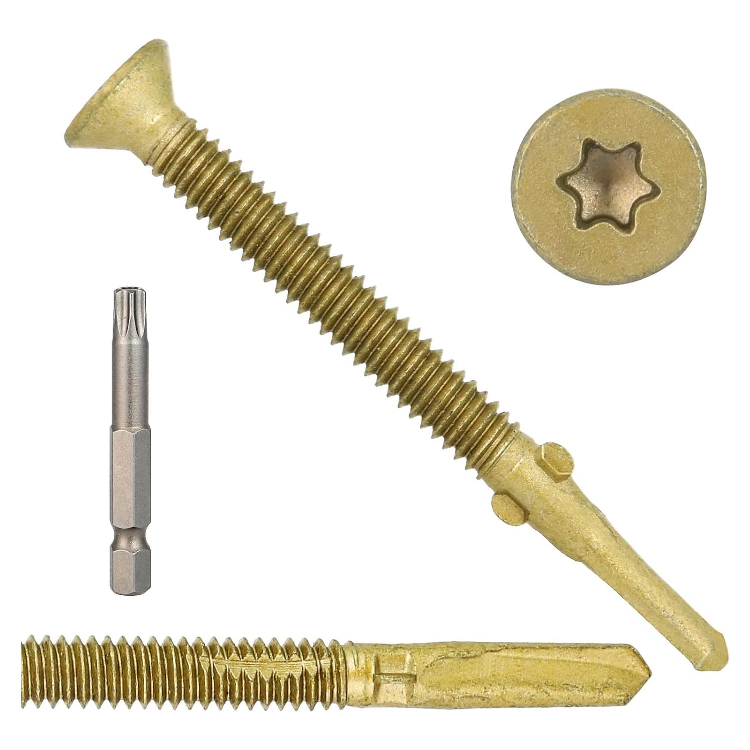 300Pcs #14 x 2-3/4" Trailer Deck Screws - T30 Torx Self-Tapping Wood to Metal Screws with Reamer Tip | Heavy-Duty Fasteners for Trailers,Truck Beds & Metal Framing