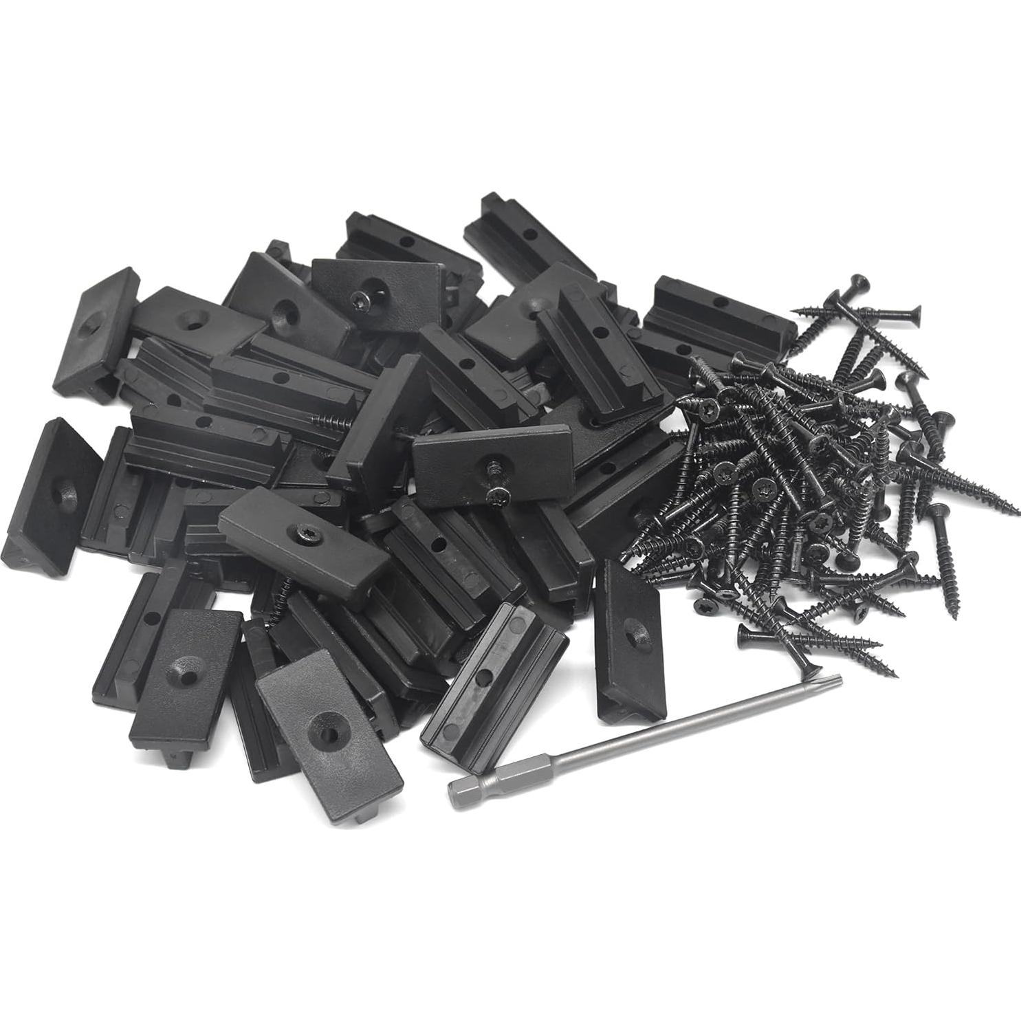 Universal Hidden Deck Fasteners - Composite Decking Clips & Plastic Hidden Fasteners with Screws, 500 Per Box for 260 SQ.FT.