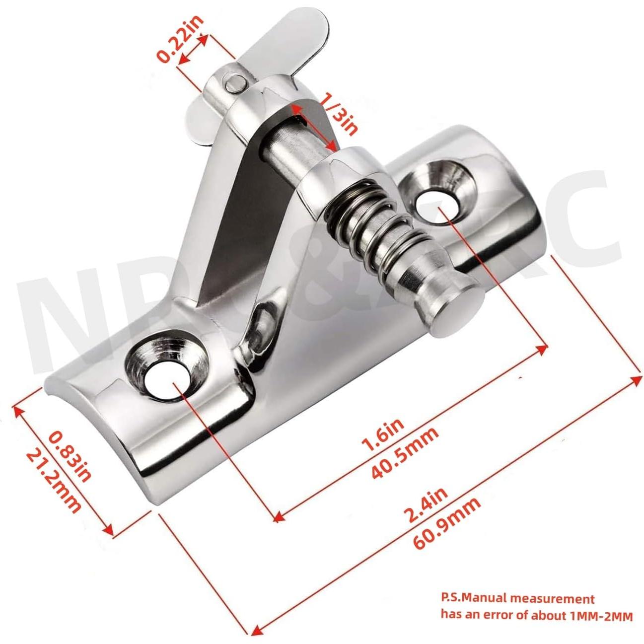 Par de bisagras de cubierta Bimini NRC&XRC acero inoxidable 316
