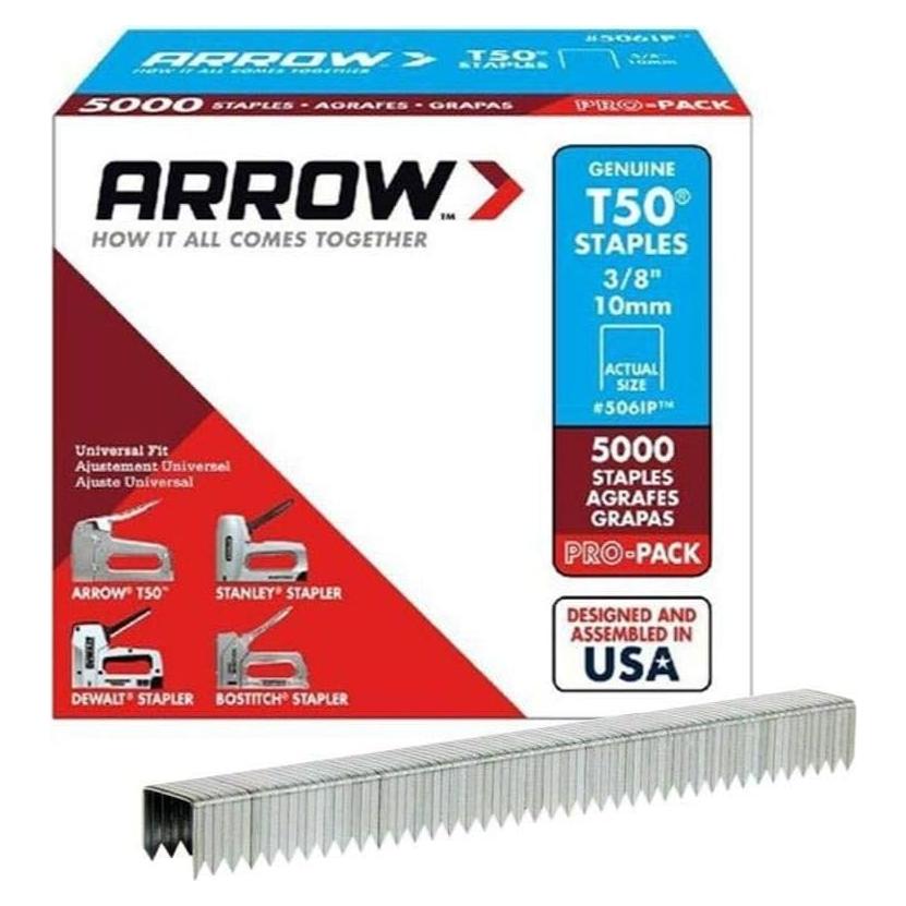Grapas de Acero Galvanizado T50 10,000 unidades Arrow Fastener