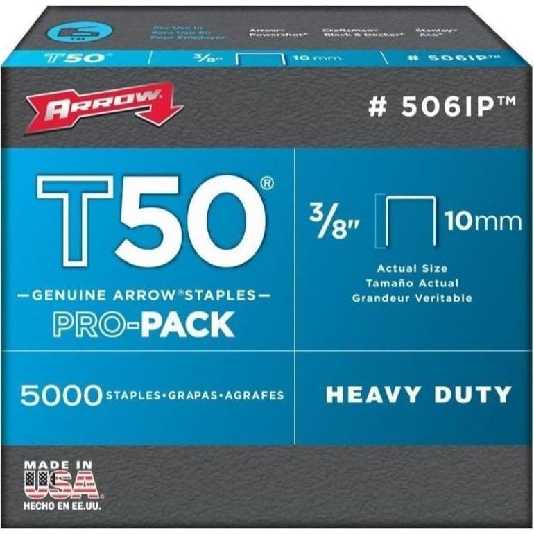 Grapas de Acero Galvanizado T50 10,000 unidades Arrow Fastener