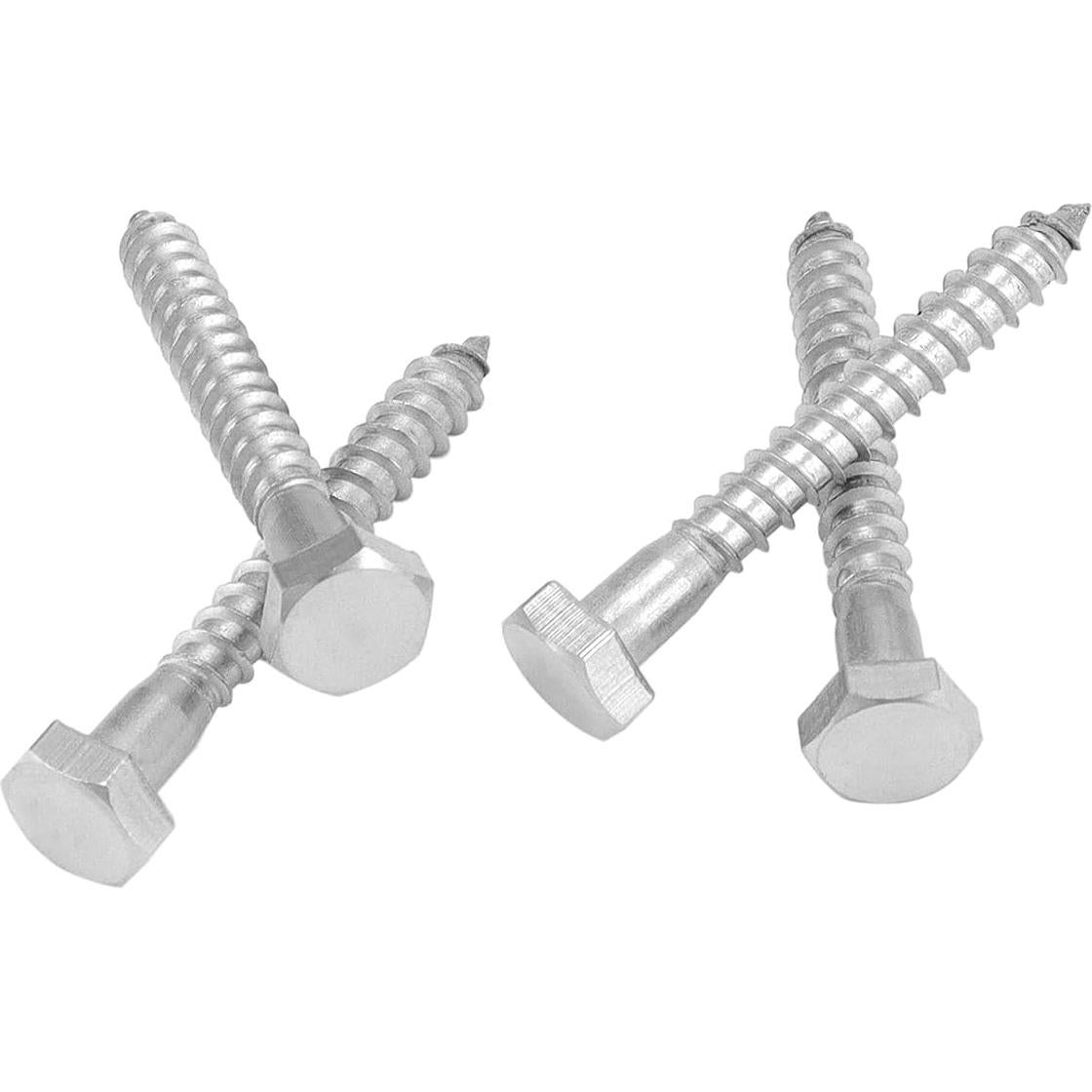 Tornillos de Anclaje Hexagonales QWORK 50 PCS 6.4x5.1 cm Acero Inoxidable