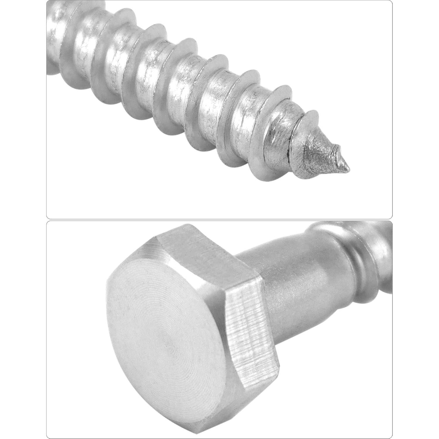 Tornillos de Anclaje Hexagonales QWORK 50 PCS 6.4x5.1 cm Acero Inoxidable