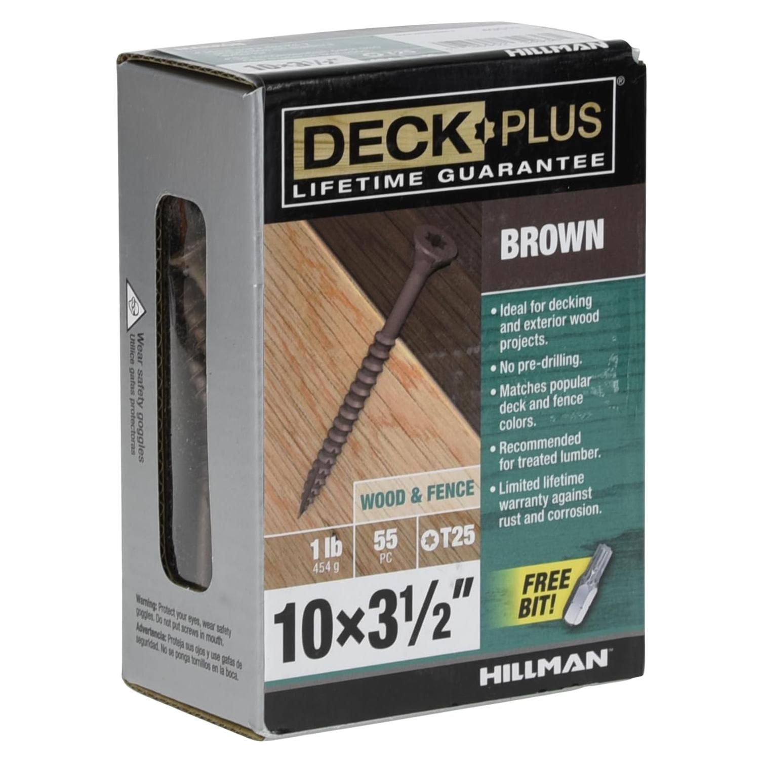 Tornillos de Madera para Exterior Hillman #10 x 8.89 cm, 55pcs