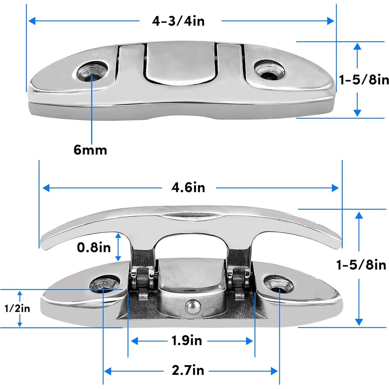 Cleats Plegables de Barco VEITHI Acero Inoxidable 316 12.1 cm