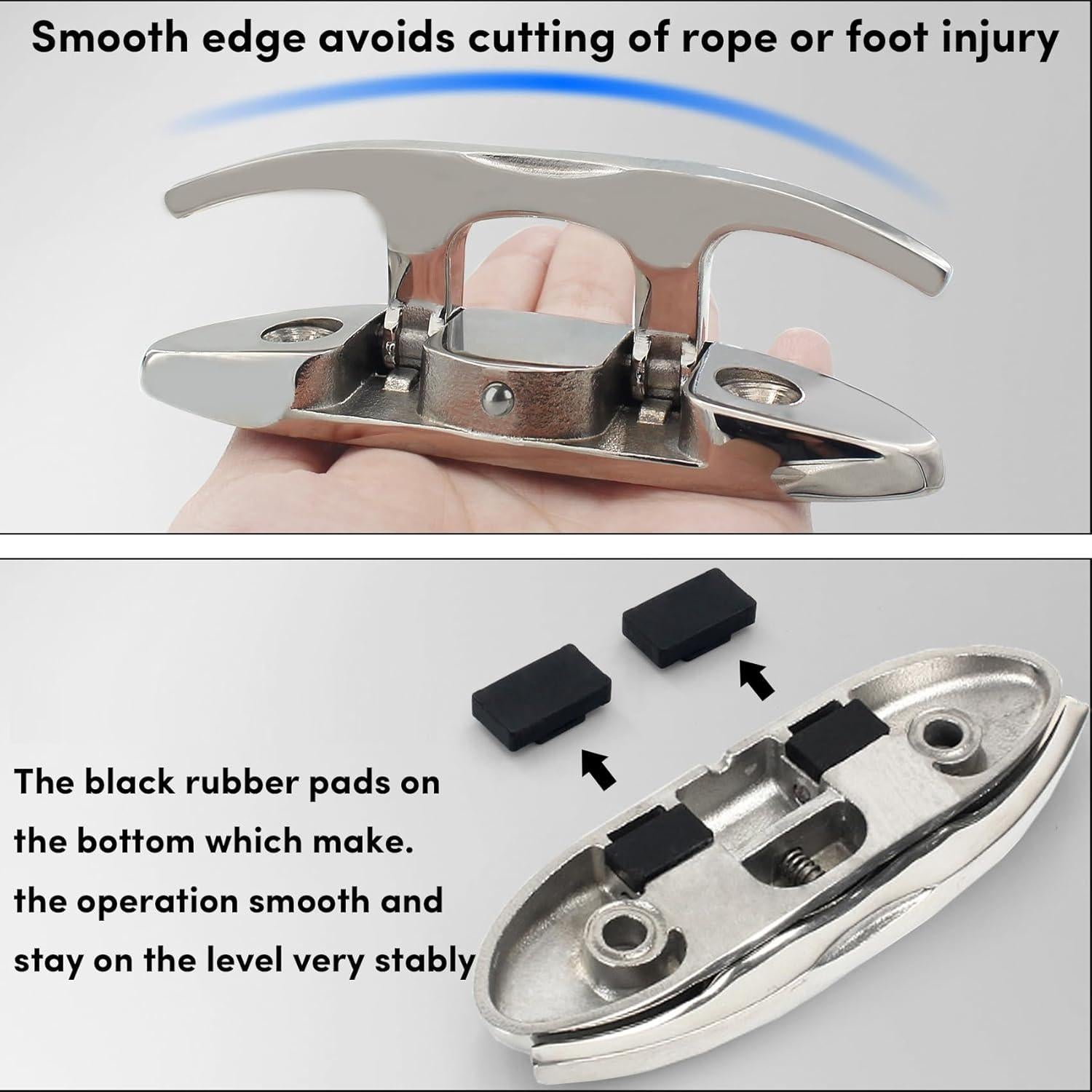 Cleats Plegables de Barco VEITHI Acero Inoxidable 316 12.1 cm