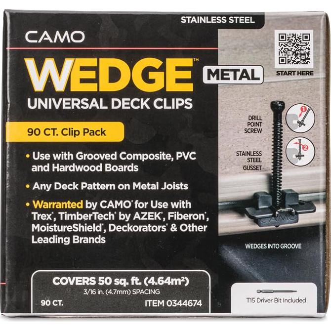 CAMO Wedge Clip Metal 410SS Hidden Deck Fasteners (90CT)