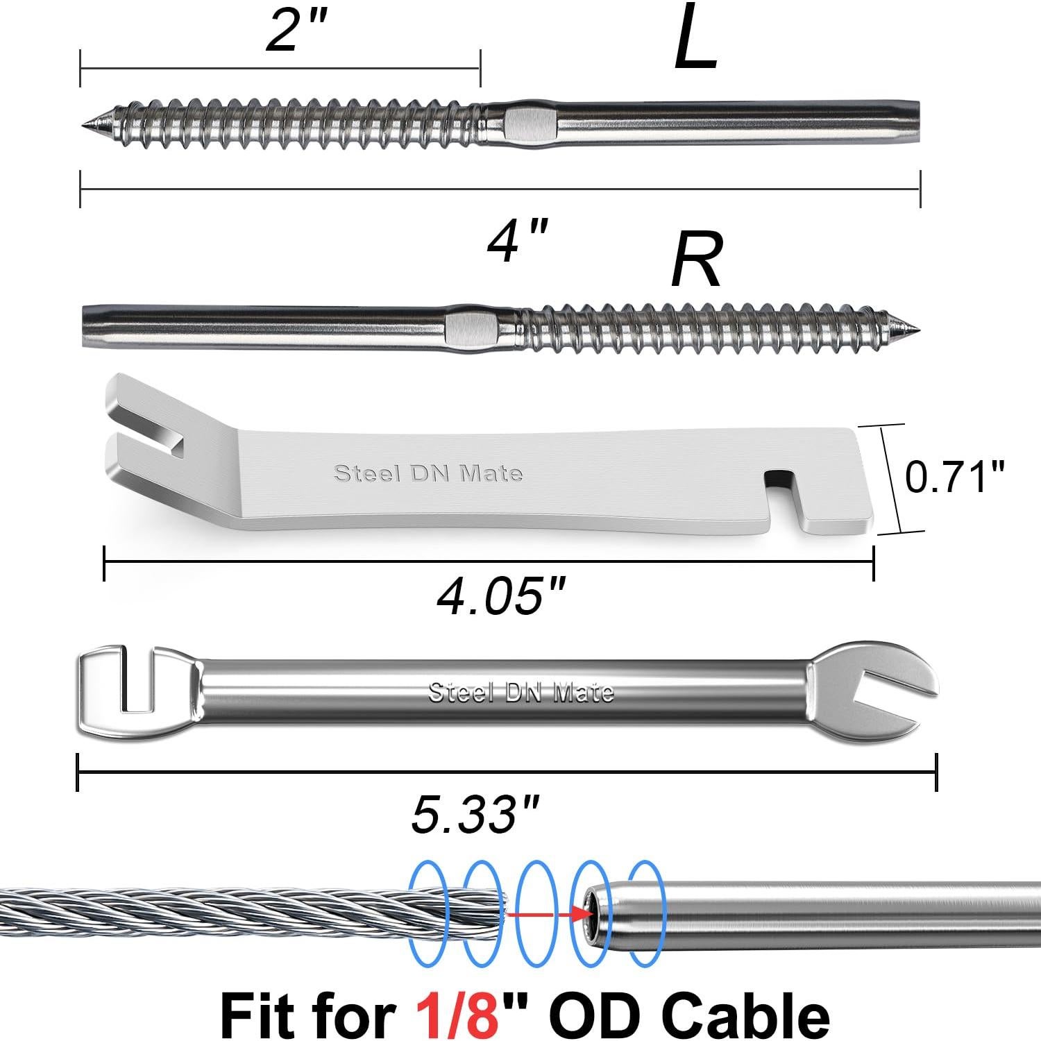 Tornillos de Swage Acero T316 Mate DN 60 para Barandilla de Cable