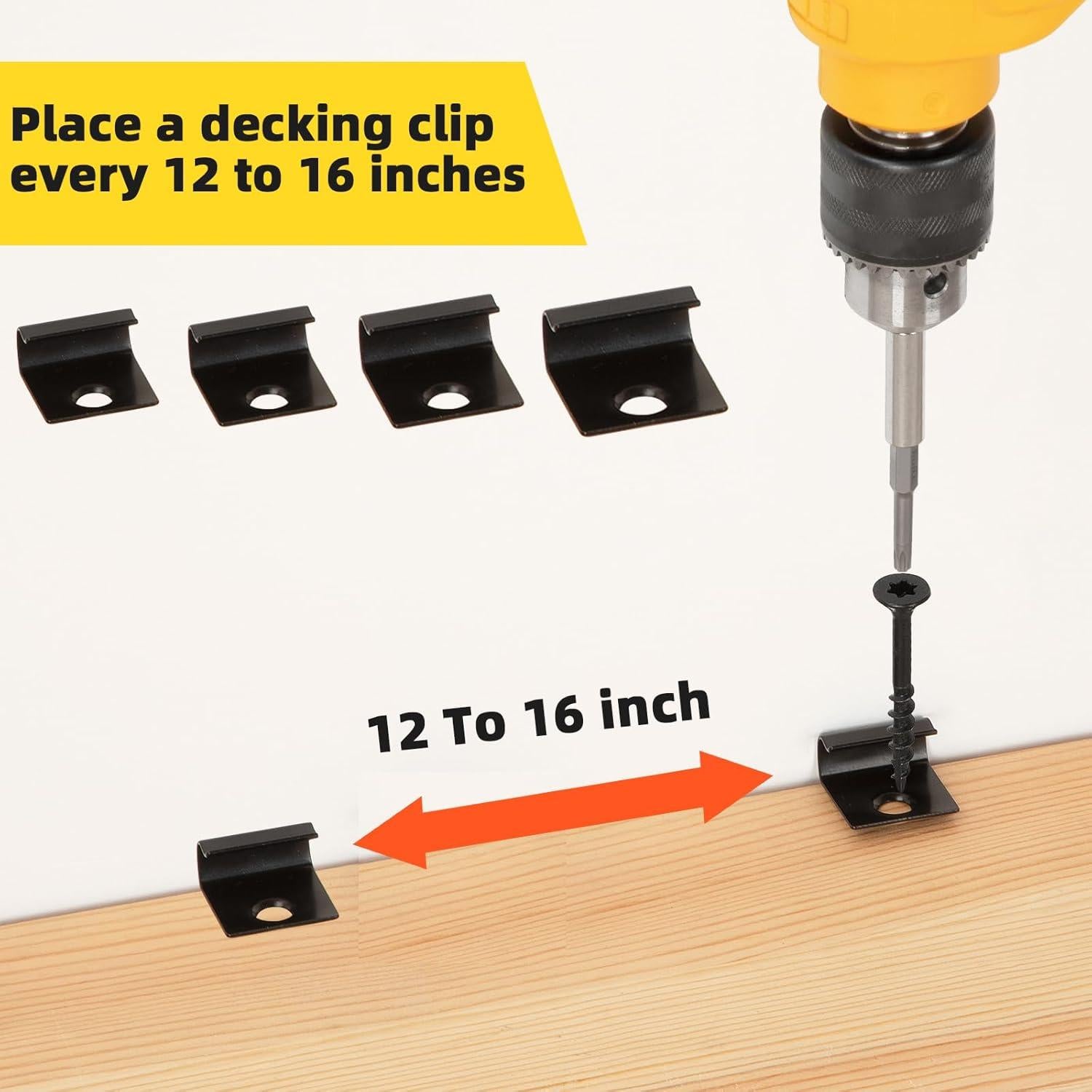 Clips de Inicio WELLOCKS 36 Piezas 1.5" Negro para Decking