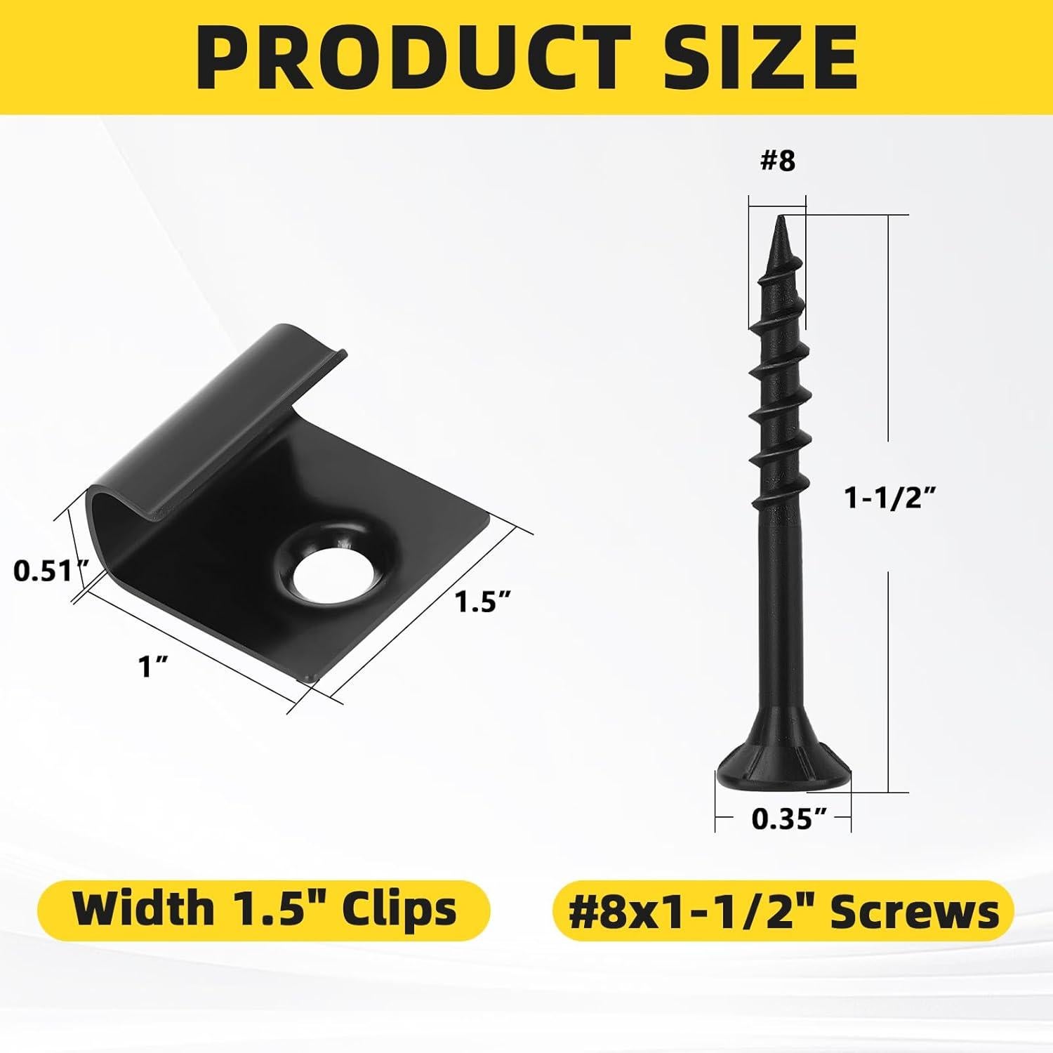 Clips de Inicio WELLOCKS 36 Piezas 1.5" Negro para Decking