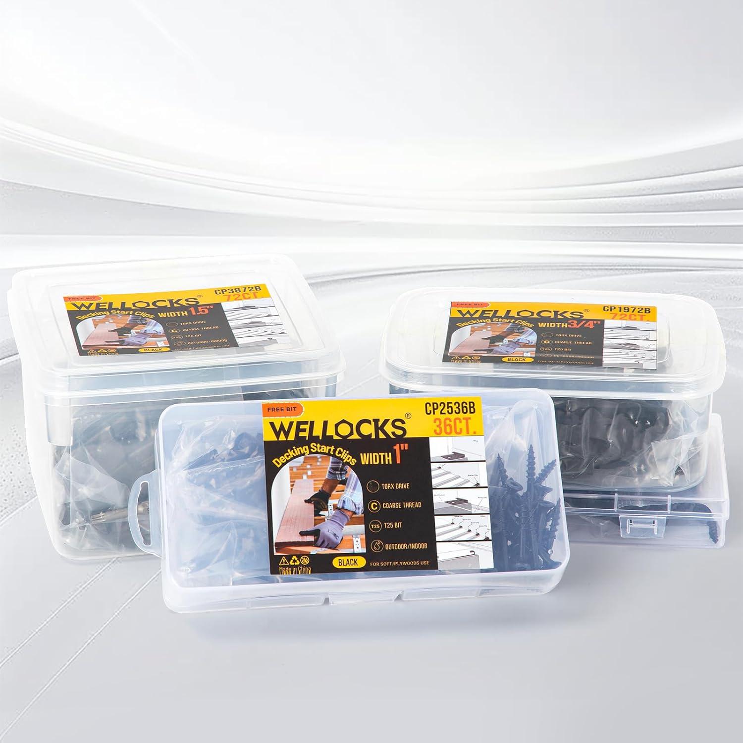 Clips de Inicio WELLOCKS 36 Piezas 1.5" Negro para Decking