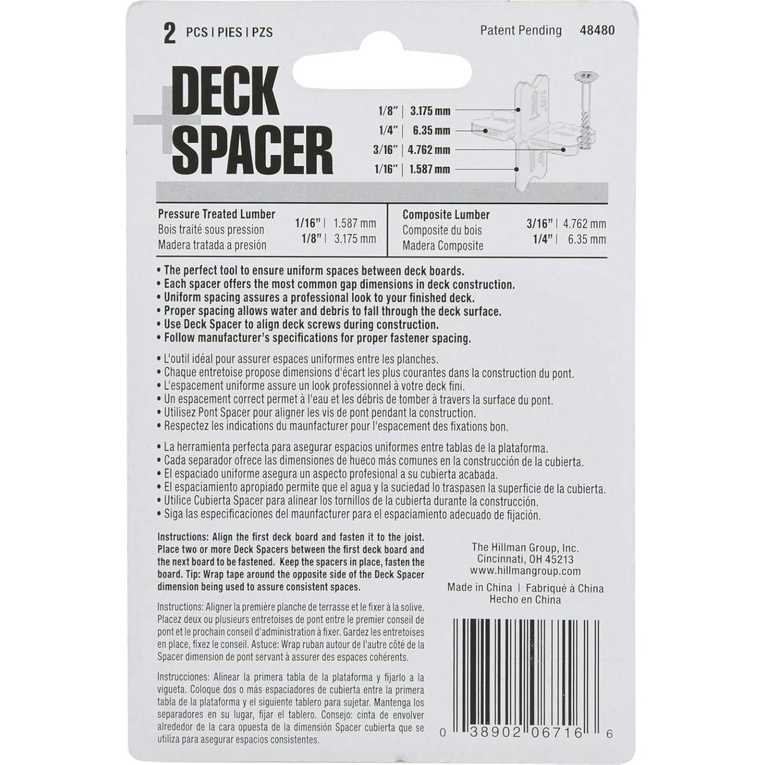 Espaciador de Deck The Hillman Group 2 Piezas 24.4x10.2 cm