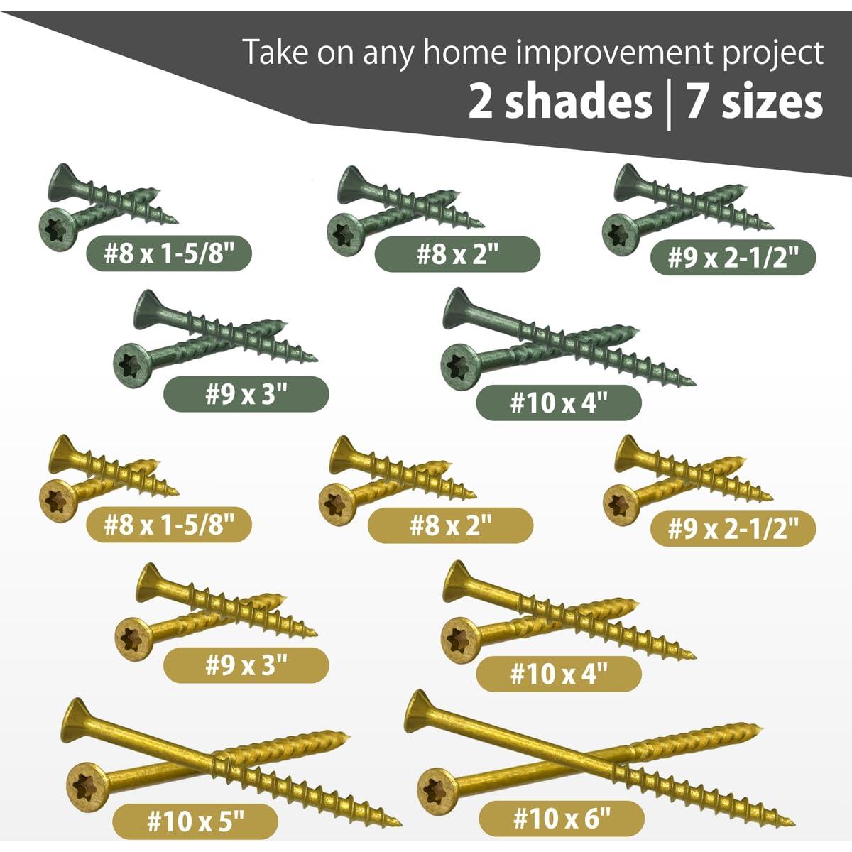 Tornillos para Deck GRRRGOOO 15.24 cm Verde 50 Pcs Alta Resistencia