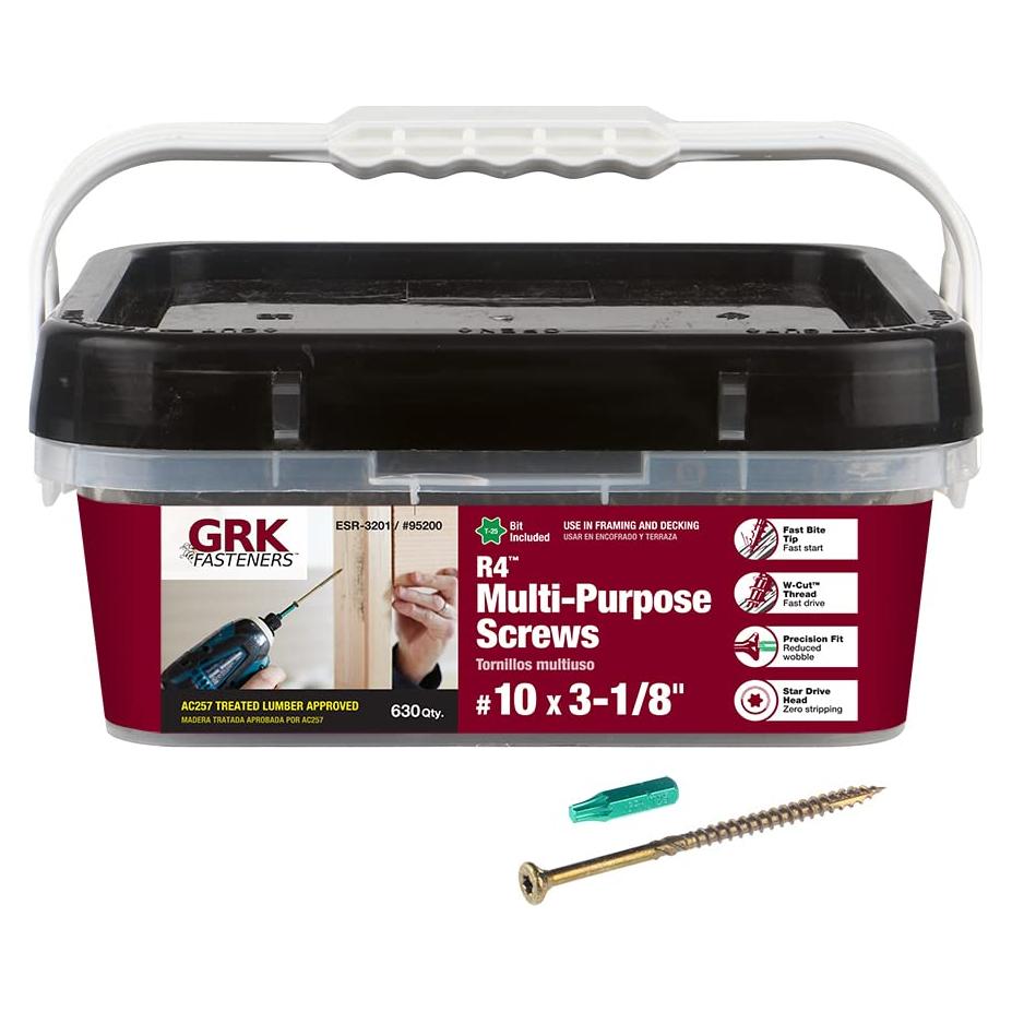 Tornillos multiusos GRK R4#10 x 79mm 630CT con recubrimiento Climatek