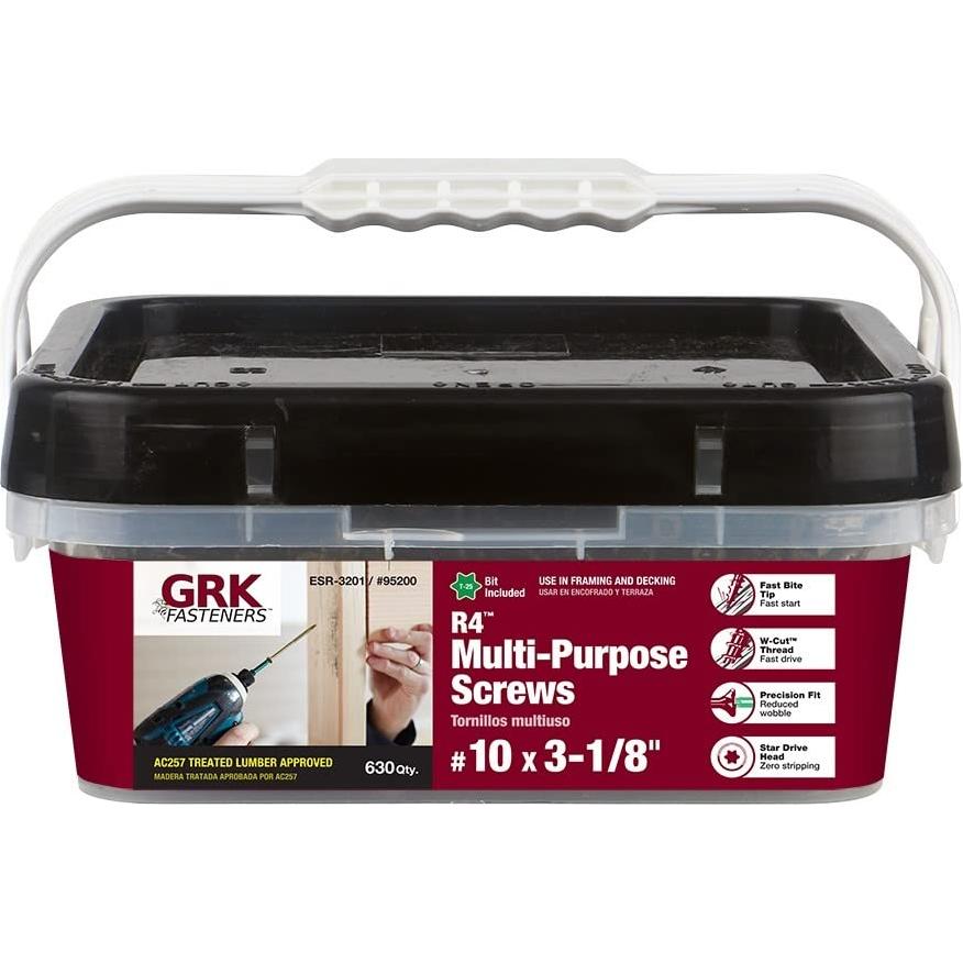 Tornillos multiusos GRK R4#10 x 79mm 630CT con recubrimiento Climatek