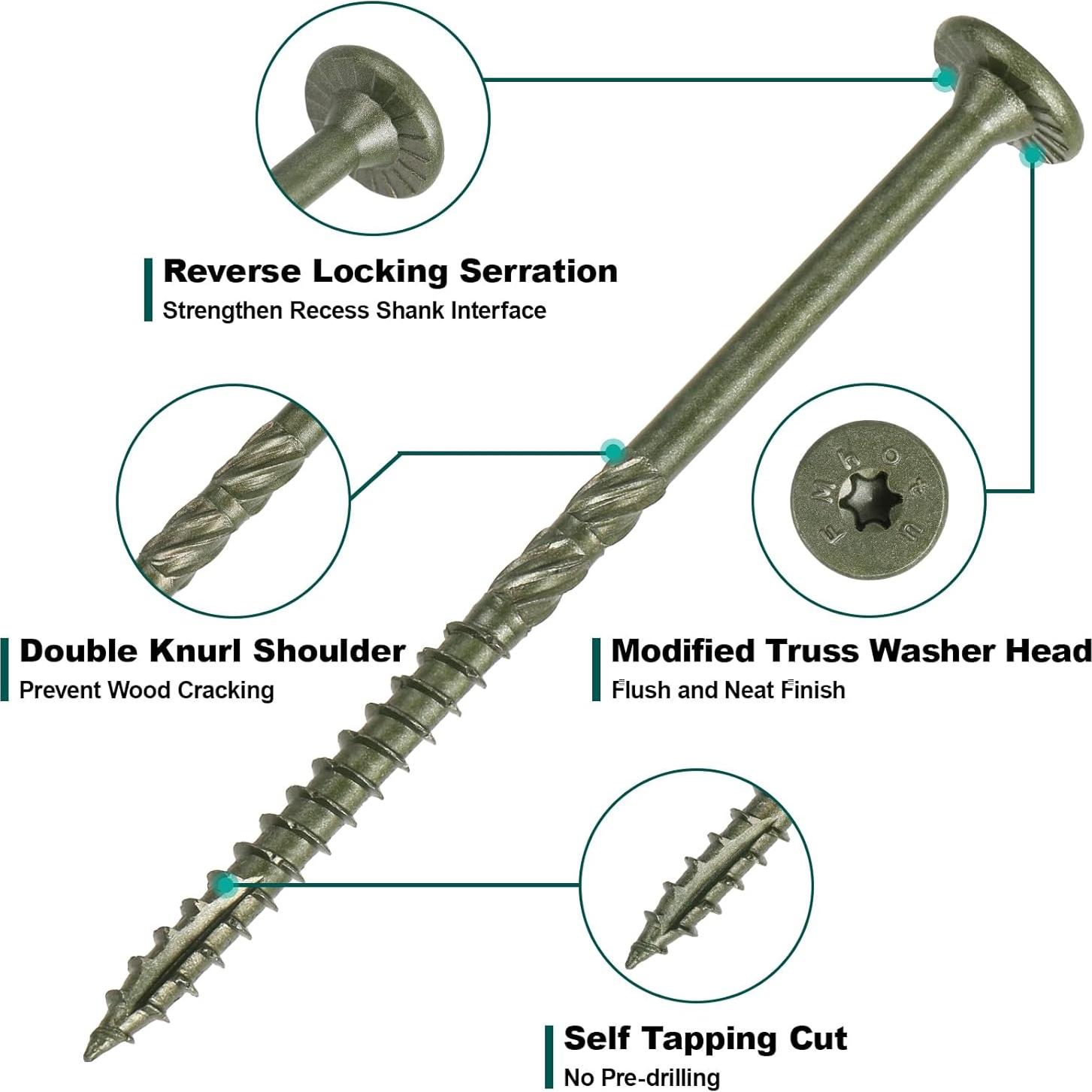100 Tornillos de Madera FMhotu 15 cm Resistentes a la Oxidación