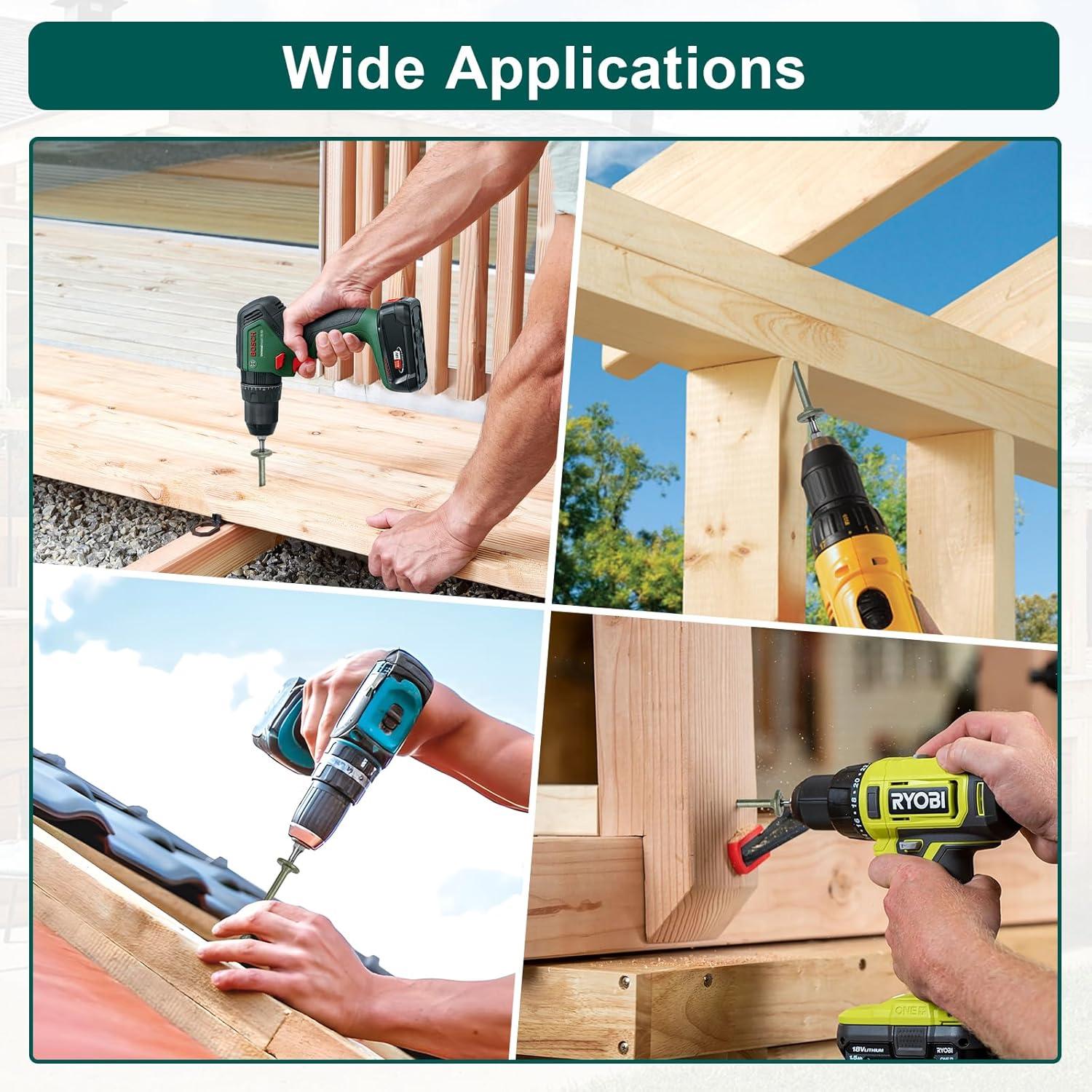 100 Tornillos de Madera FMhotu 15 cm Resistentes a la Oxidación