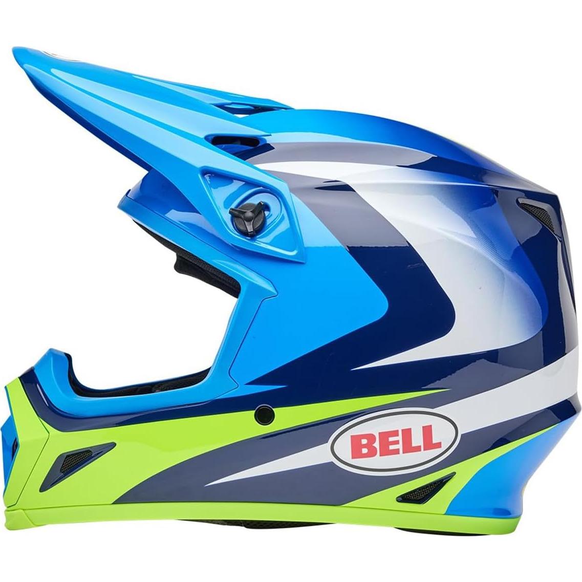Casco de Motocross BELL MX-9 MIPS Azul Amarillo Grande