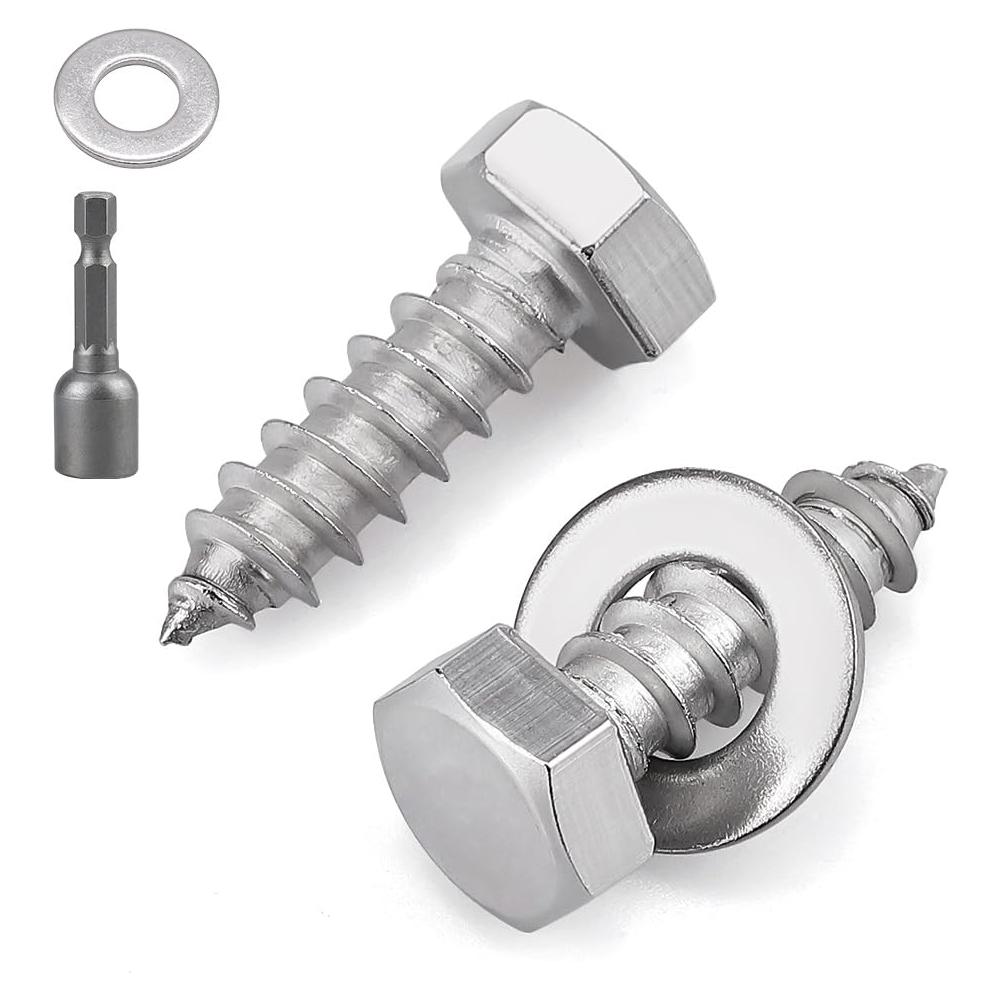 20 Tornillos Hexagonales Acero Inoxidable 304 1/4 x 25mm con Arandelas