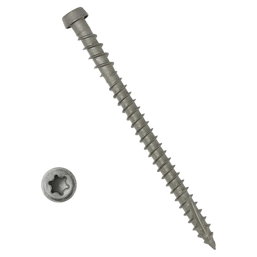 Coated Composite Deck Screws #10 x 2-3/4, Self Tapping Wood Screws and Deck Screws with Torx T20 Star Drive, Type 17 Point, Flat Head, 1 Free Bit Included (Gray, 75), by YYL FASTENER