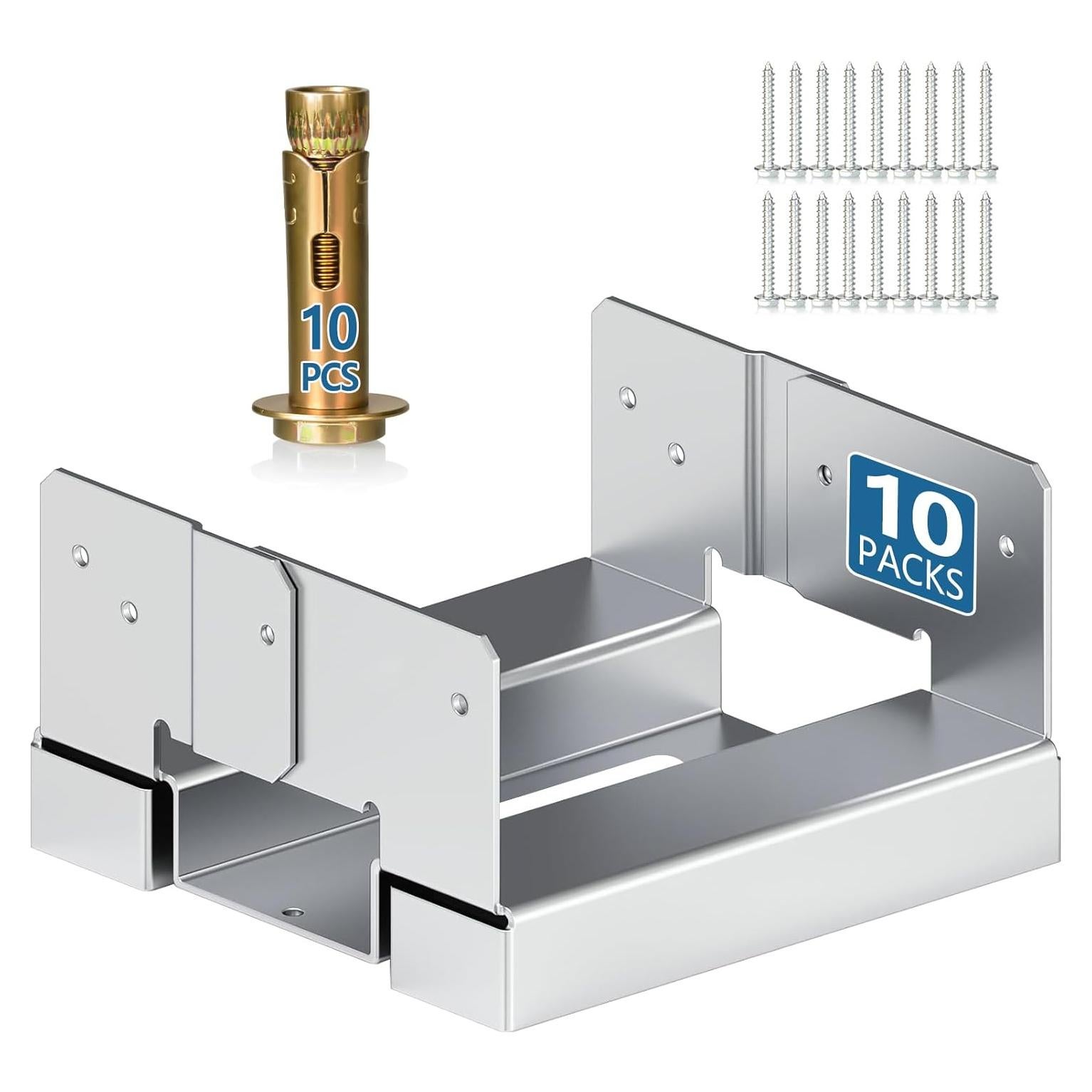 Base de Poste Galvanizada 6x6 BaoNeedy - Paquete de 10 Anclajes