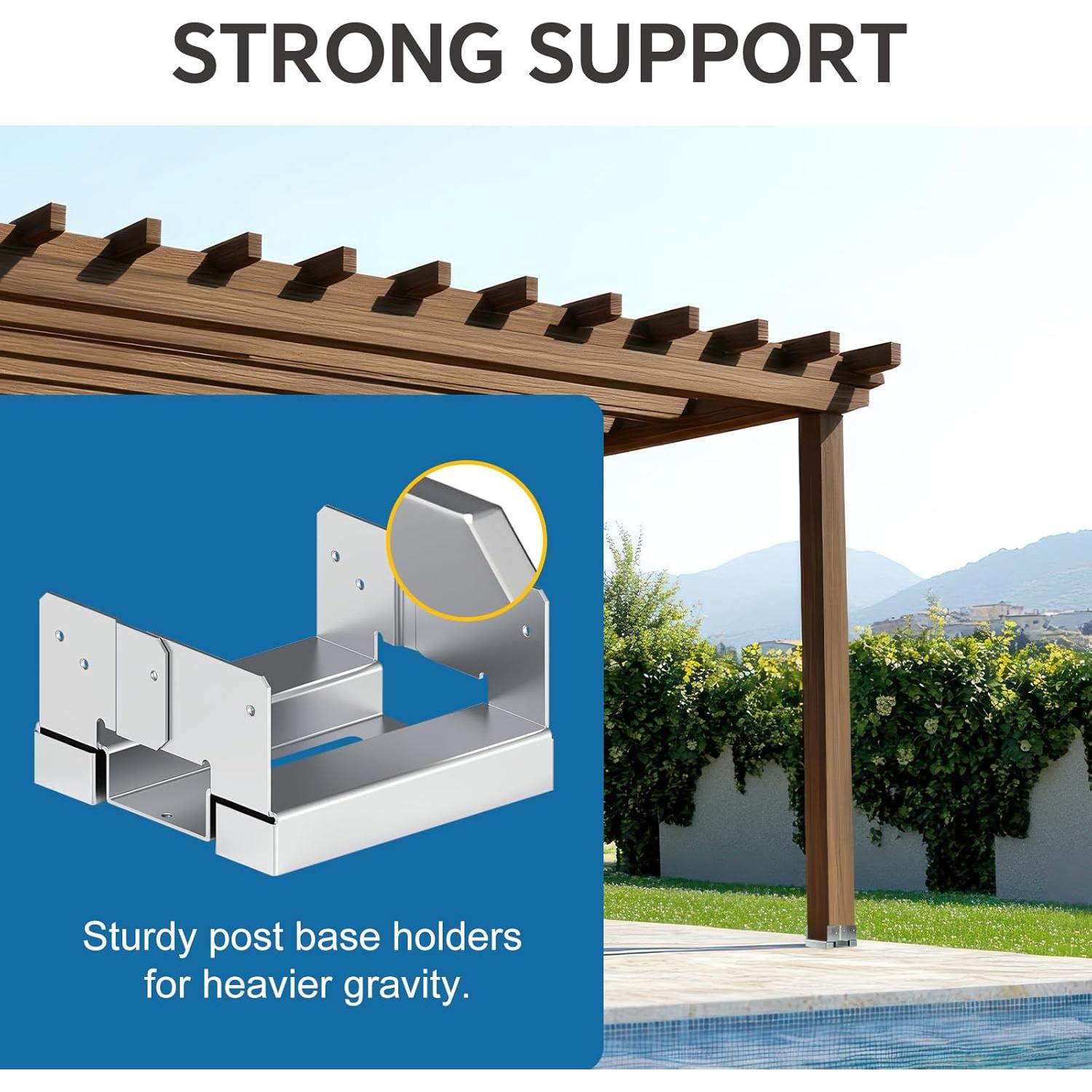 Base de Poste Galvanizada 6x6 BaoNeedy - Paquete de 10 Anclajes