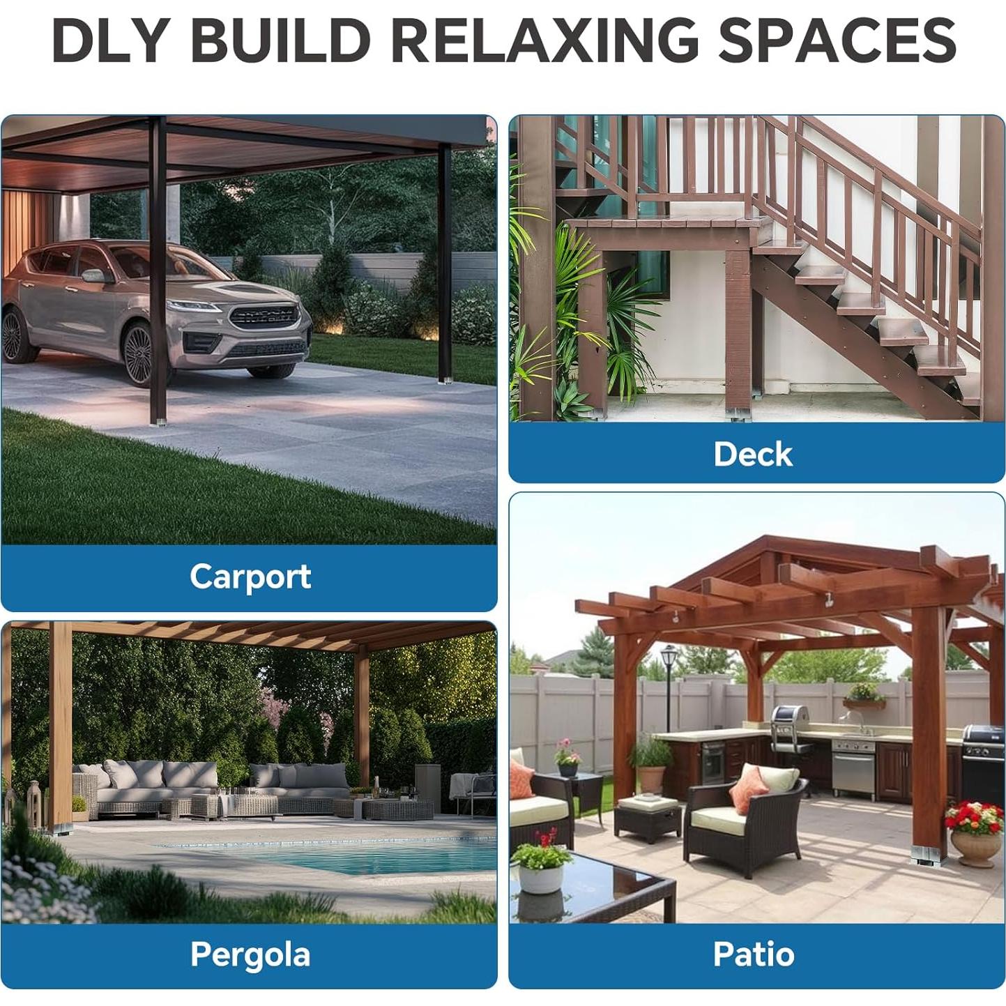 Base de Poste Galvanizada 6x6 BaoNeedy - Paquete de 10 Anclajes