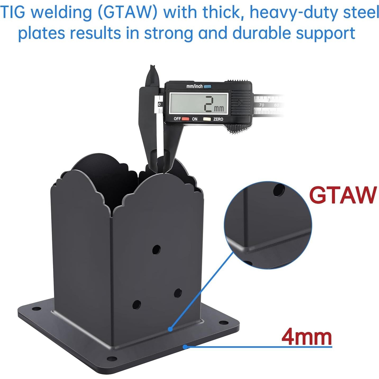 Base de Poste 4x4 CHICAURA - Soporte de Acero con Tornillos