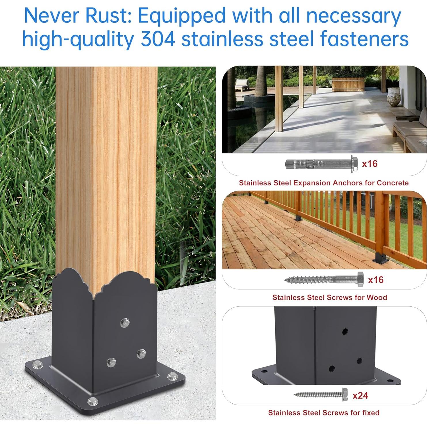 Base de Poste 4x4 CHICAURA - Soporte de Acero con Tornillos