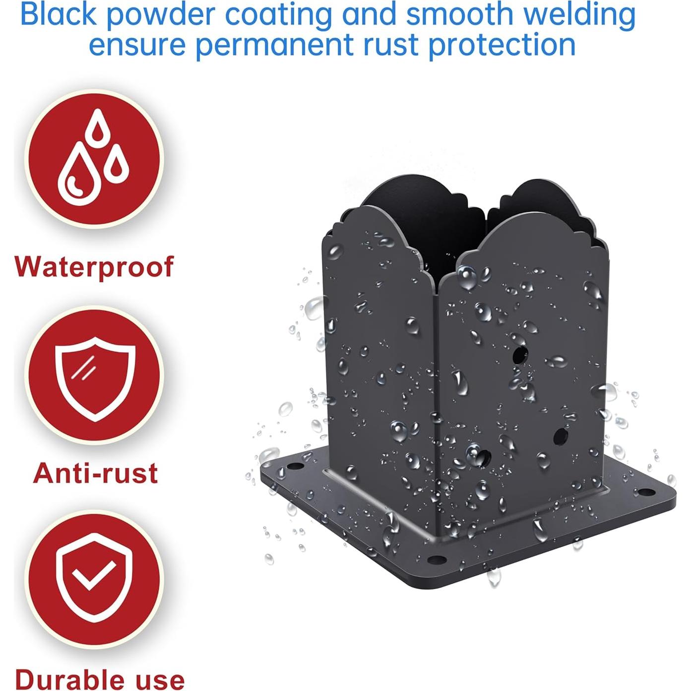 Base de Poste 4x4 CHICAURA - Soporte de Acero con Tornillos