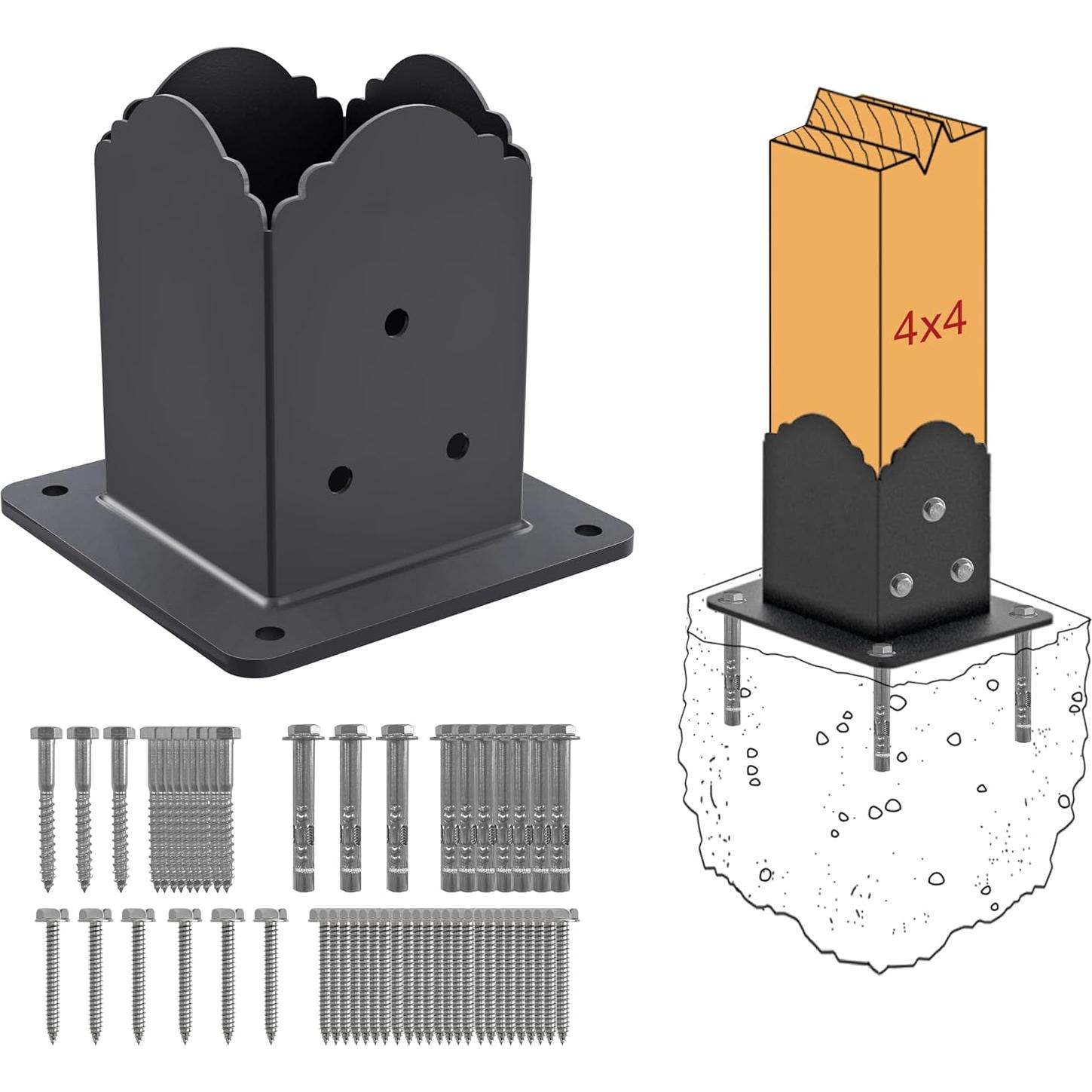 Base de Poste 4x4 CHICAURA - Soporte de Acero con Tornillos