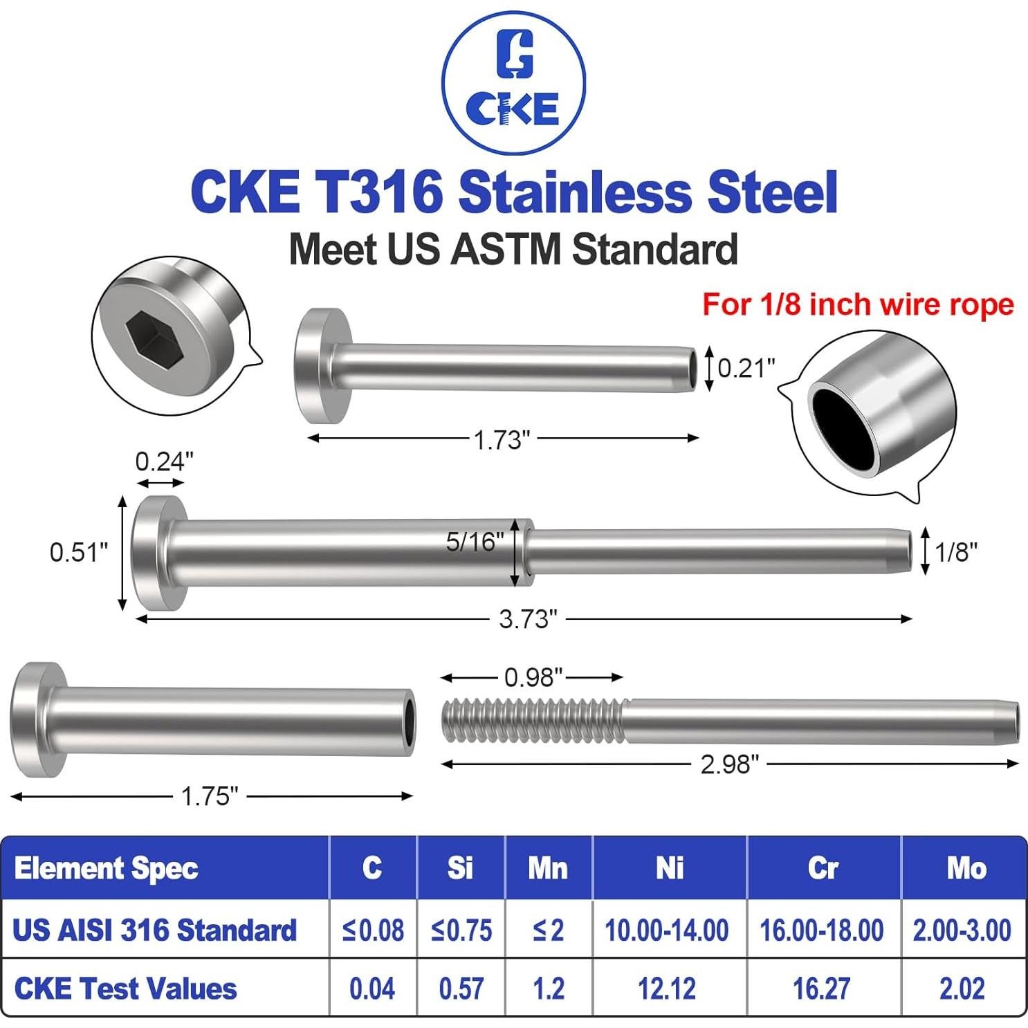 CKE Kit Barandilla Cable Invisible 20 Pares T316 1/8"