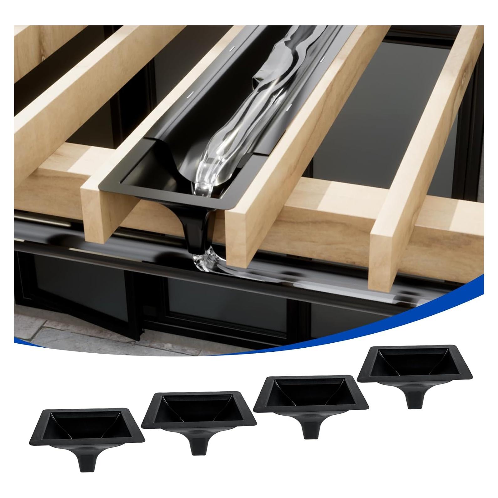 Sistema de Drenaje Bajo Deck Muzata 4PCS Negro PE 36.9x34.3cm