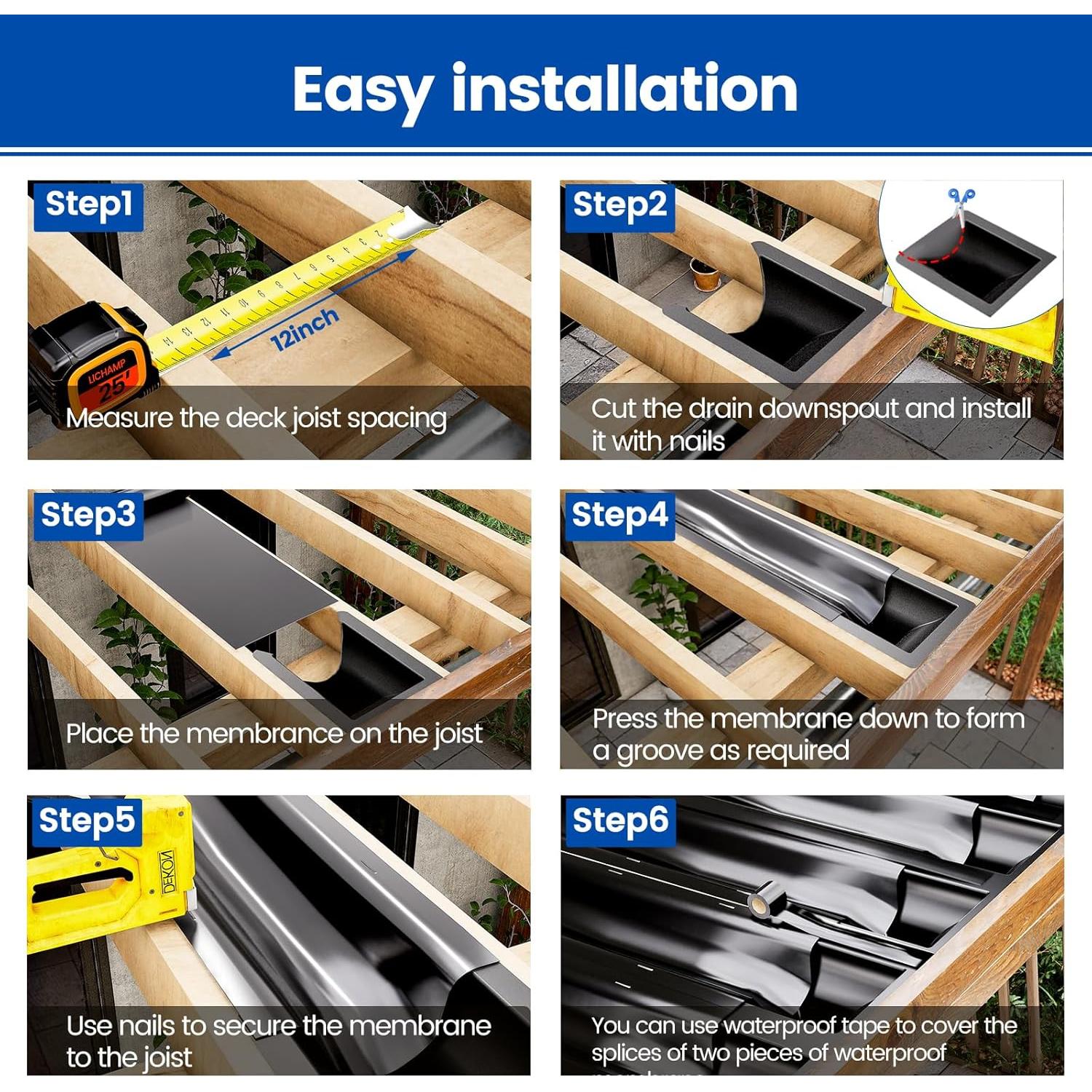 Sistema de Drenaje Bajo Deck Muzata 4PCS Negro PE 36.9x34.3cm