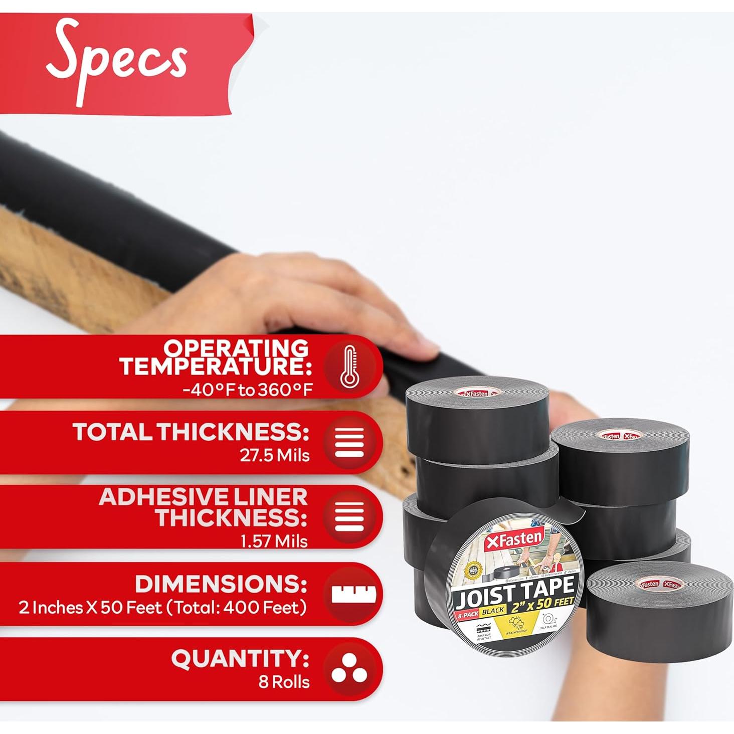 Cinta Butílica XFasten 5 cm x 15 m - Paquete de 8 Rollos