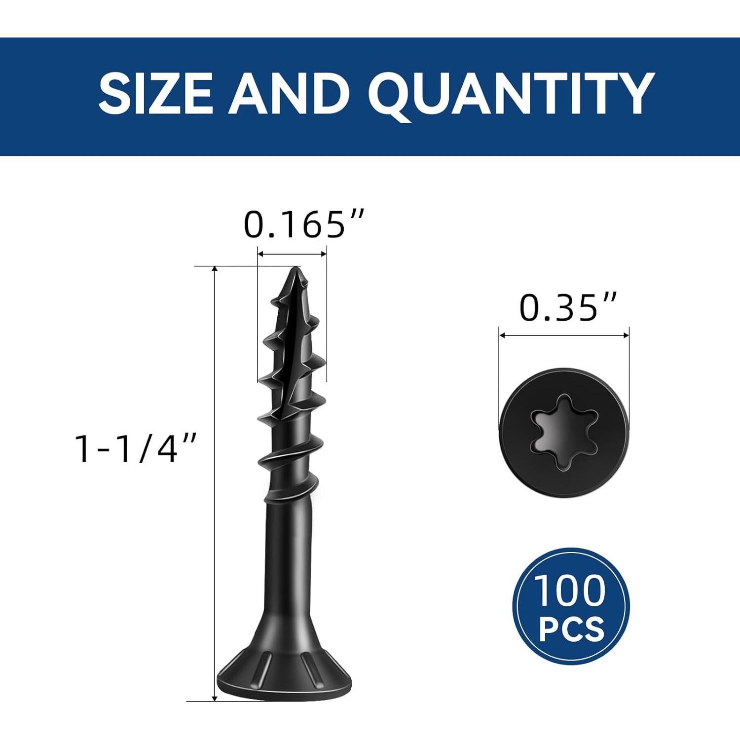 Tornillos de Madera MewuDecor #8 x 32mm para Deck 100 PCS