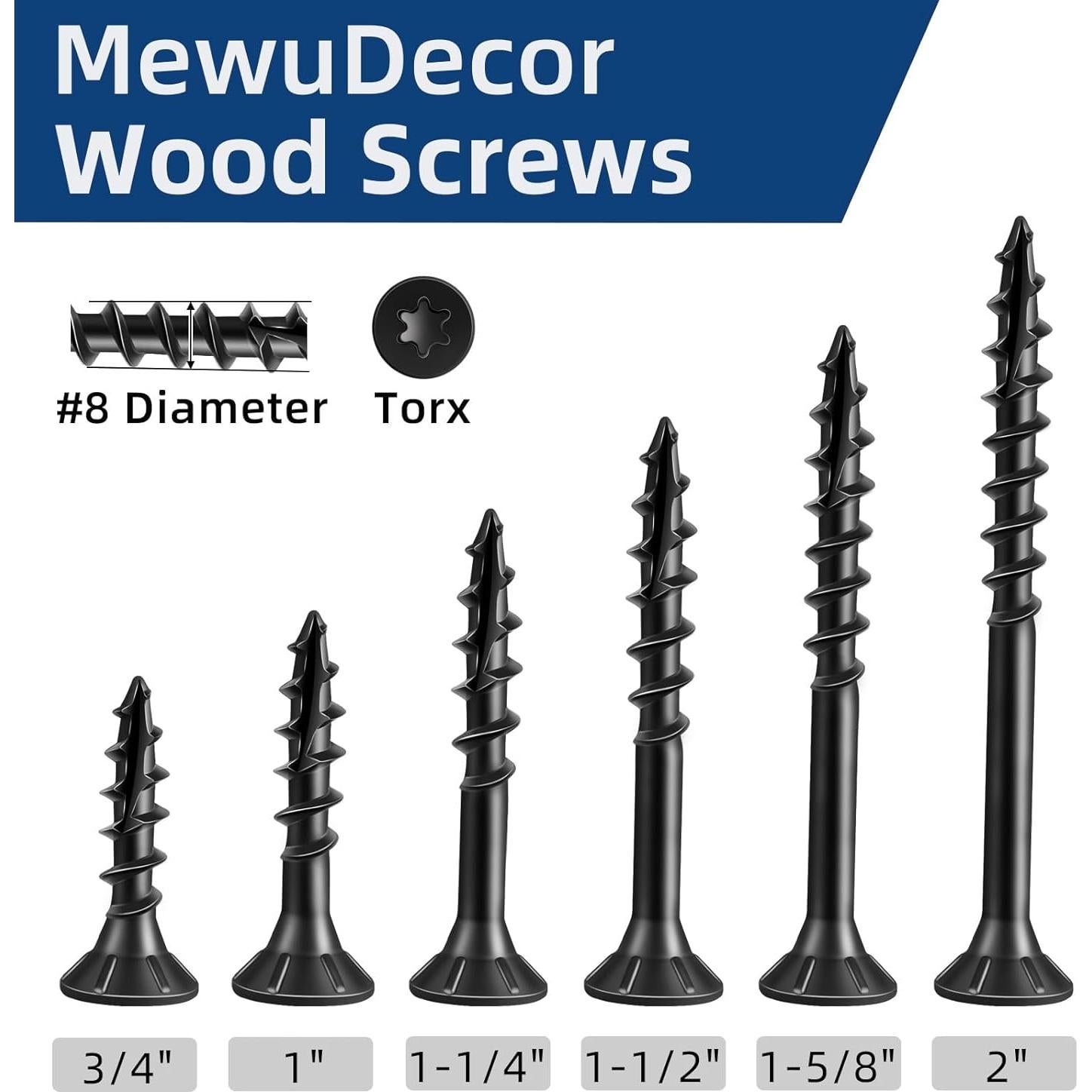 Tornillos de Madera MewuDecor #8 x 32mm para Deck 100 PCS