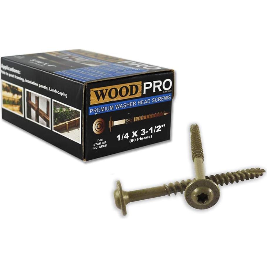 Tornillos para madera WoodPro ST14X312, 50 piezas, 8.89 cm