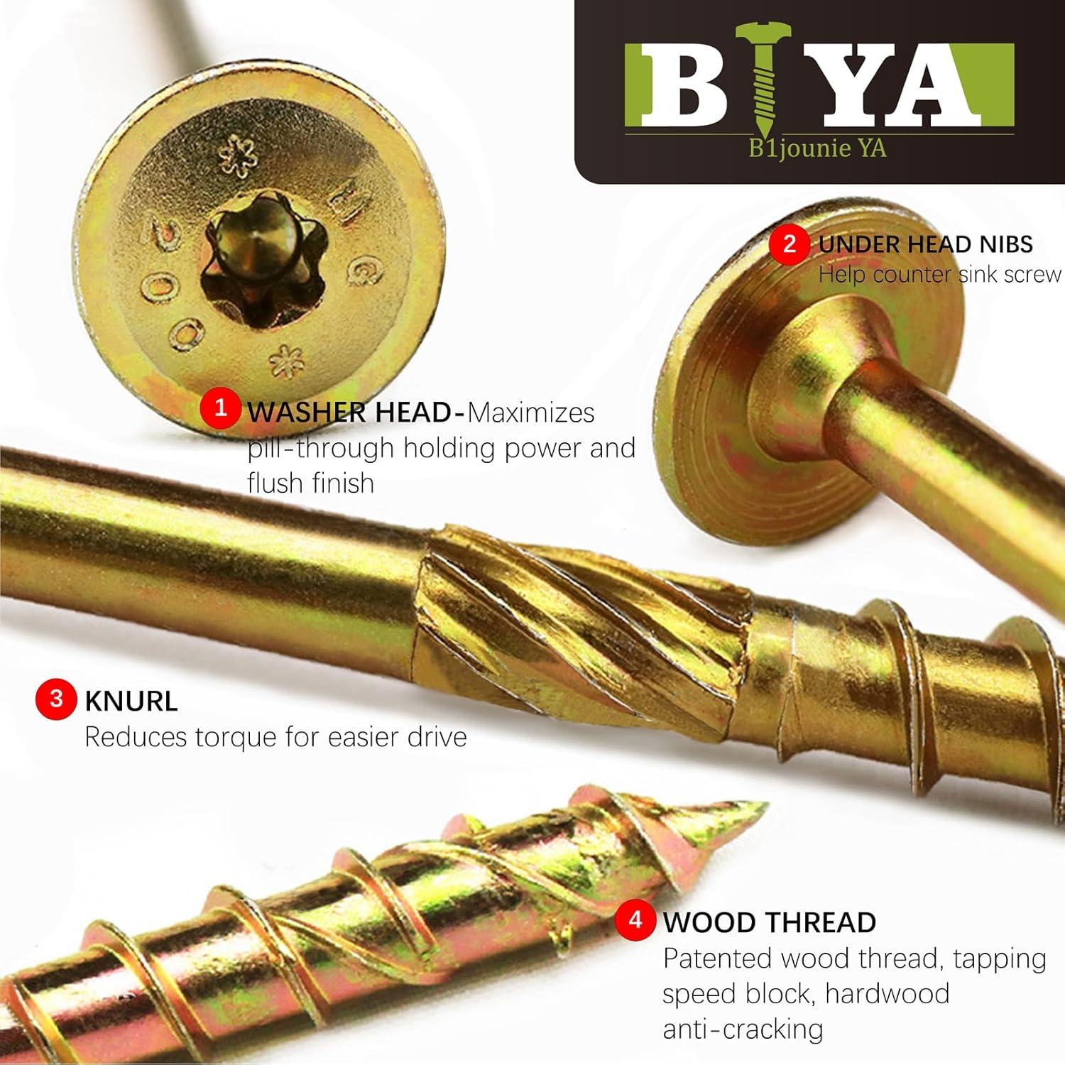 Tornillos de Anclaje 1/4" x 12 cm B1jounie YA 50pcs Zinc Amarillo