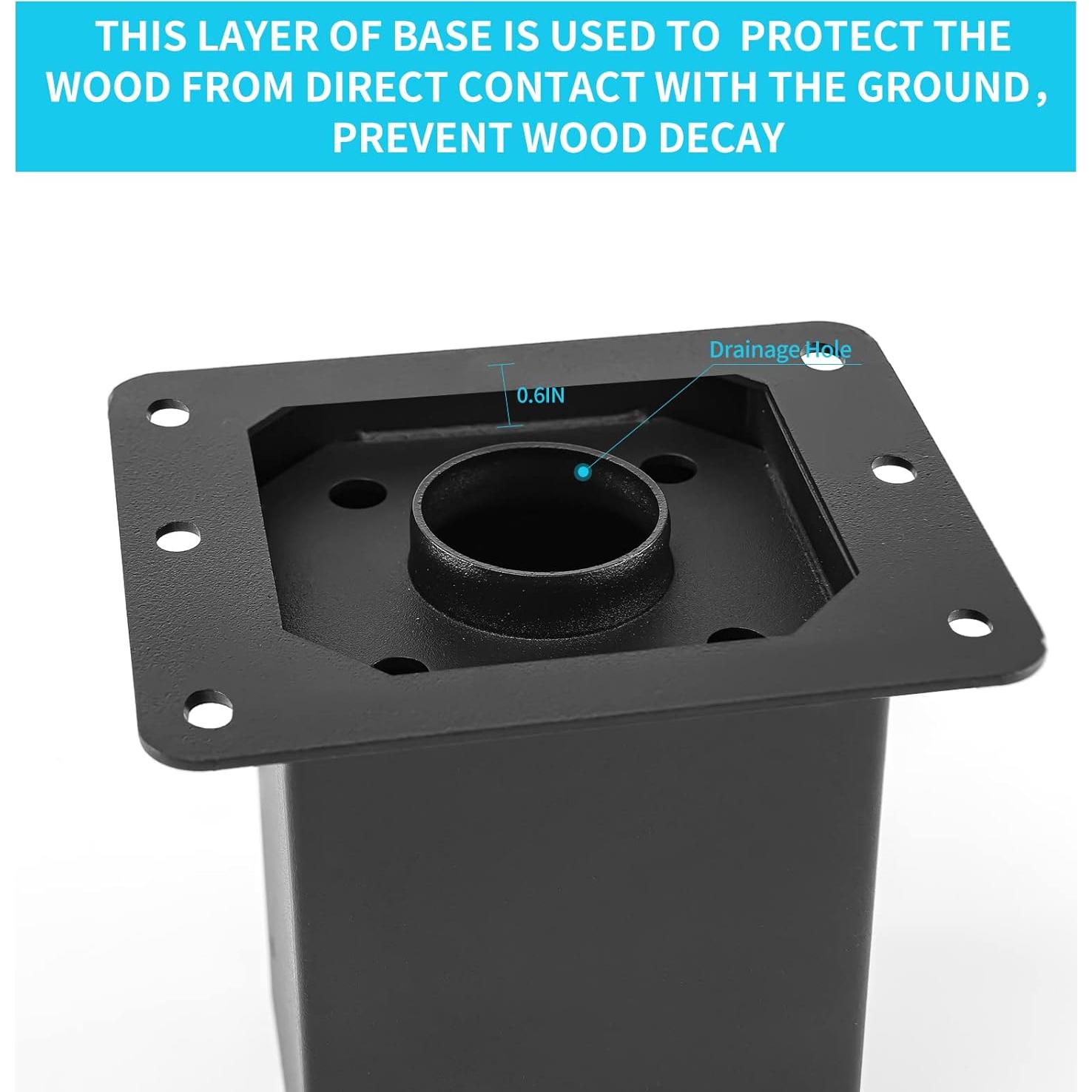 Base de Poste 4x4 AXWHYS - Acero Sólido, Recubrimiento Negro