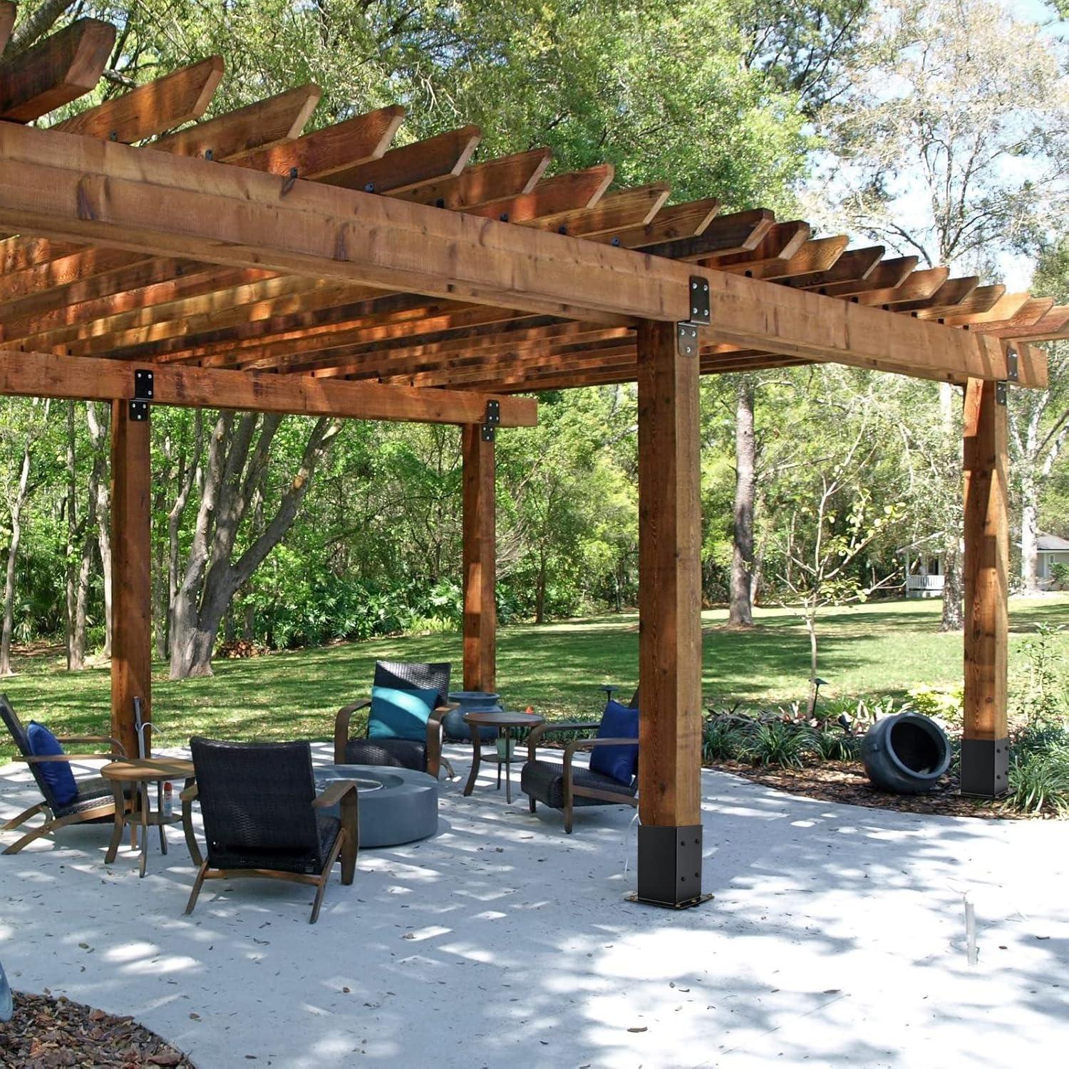 Base de Poste 4x4 AXWHYS - Acero Sólido, Recubrimiento Negro