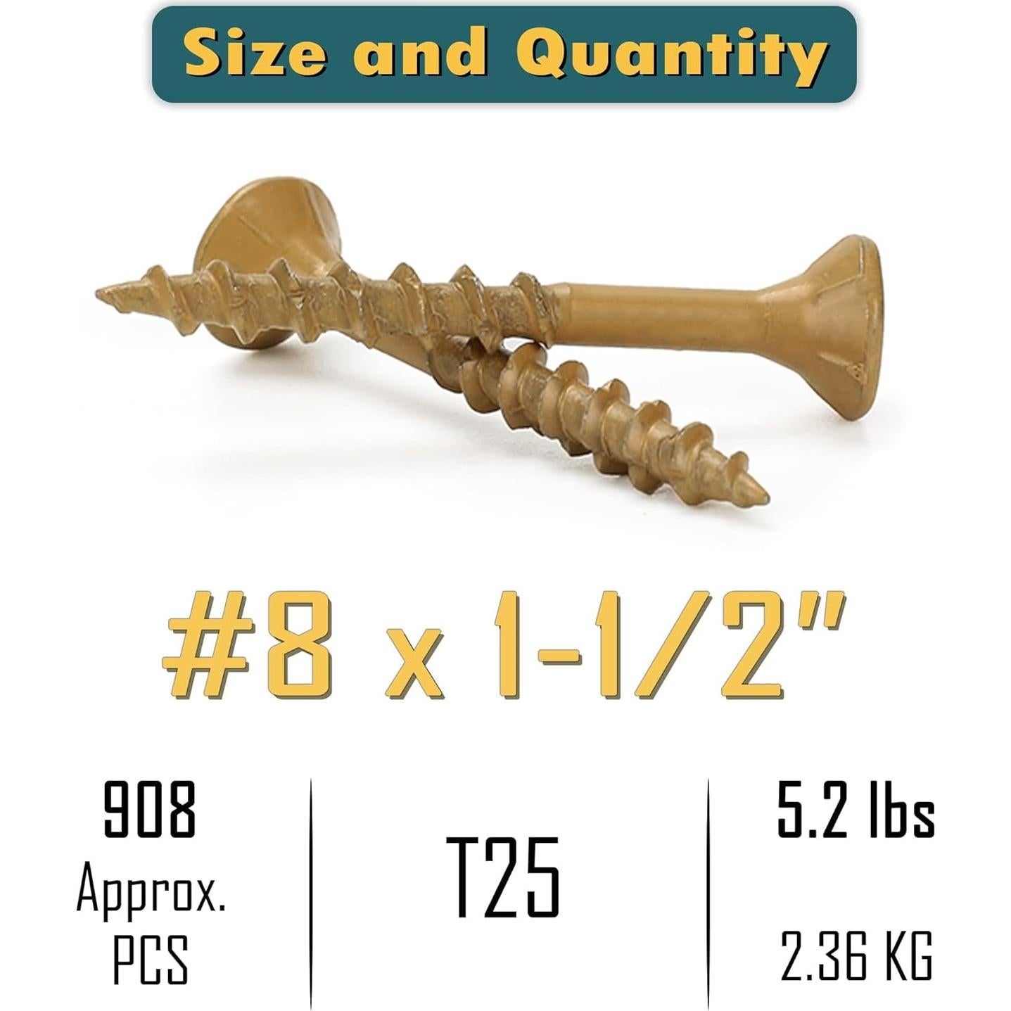 Tornillos para Deck WELLOCKS #8x3.81cm 874 PCS Resistente a la Corrosión