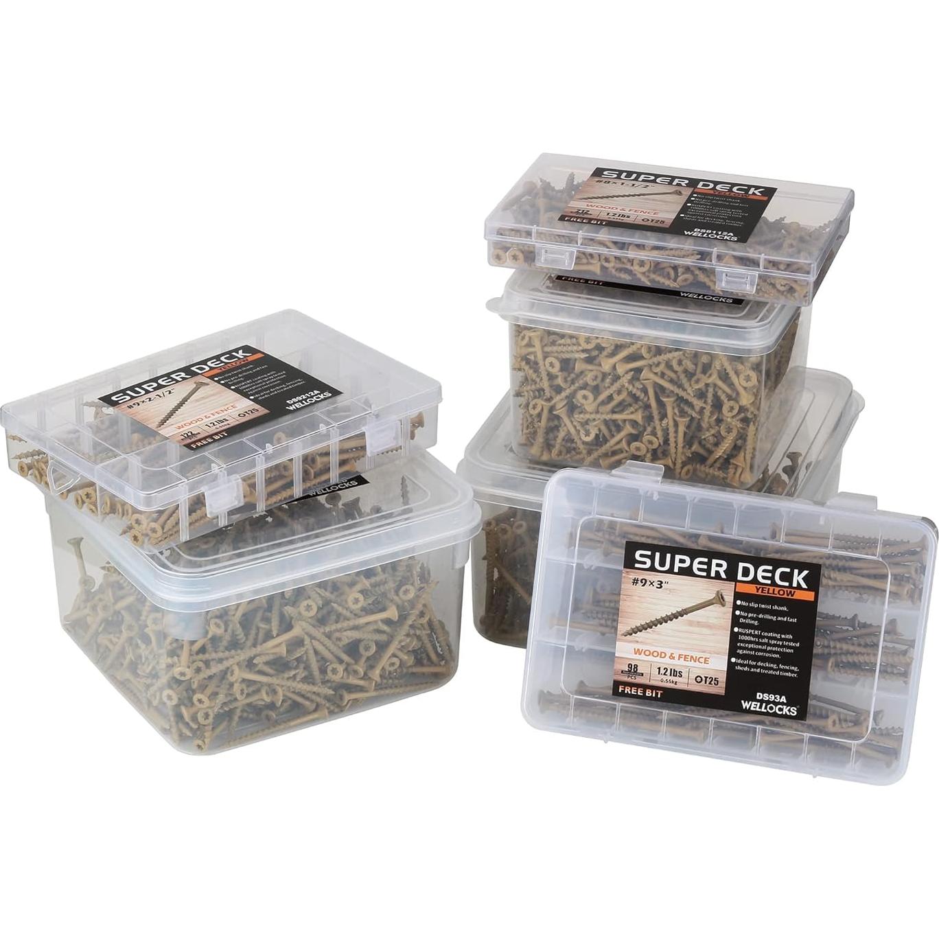 Tornillos para Deck WELLOCKS #8x3.81cm 874 PCS Resistente a la Corrosión