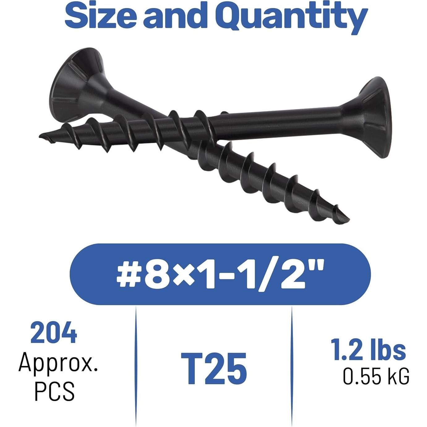 Tornillos para Deck WELLOCKS #8x6.35cm 128 PCS Negro