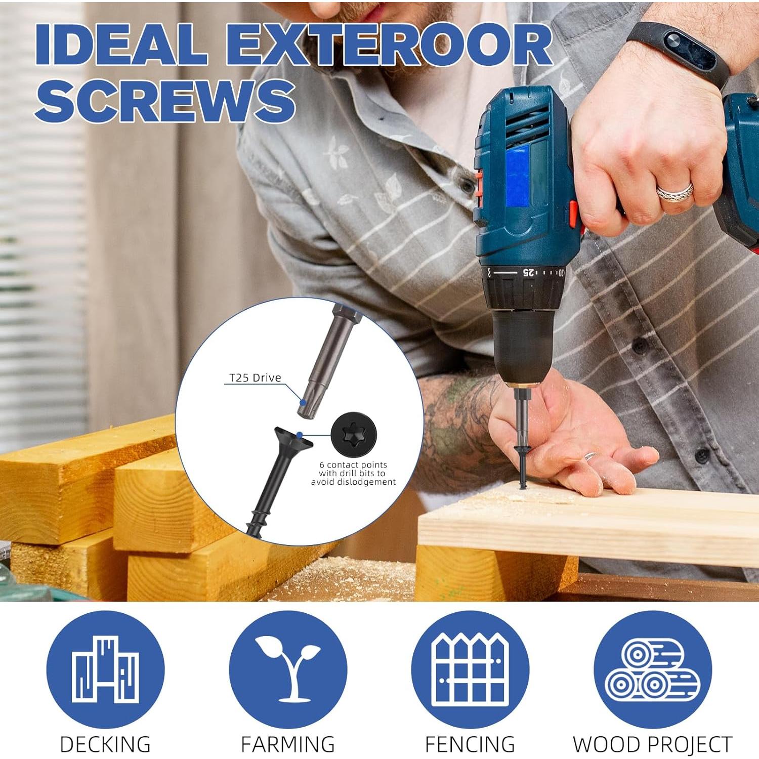 Tornillos para Deck WELLOCKS #8x6.35cm 128 PCS Negro