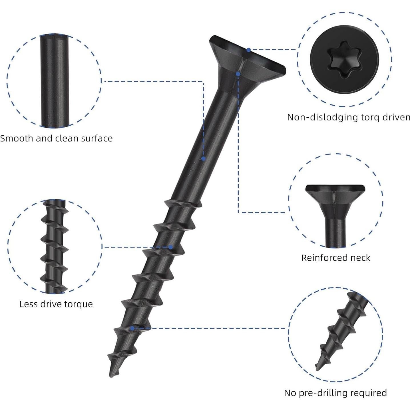 Tornillos para Deck WELLOCKS #8x6.35cm 128 PCS Negro