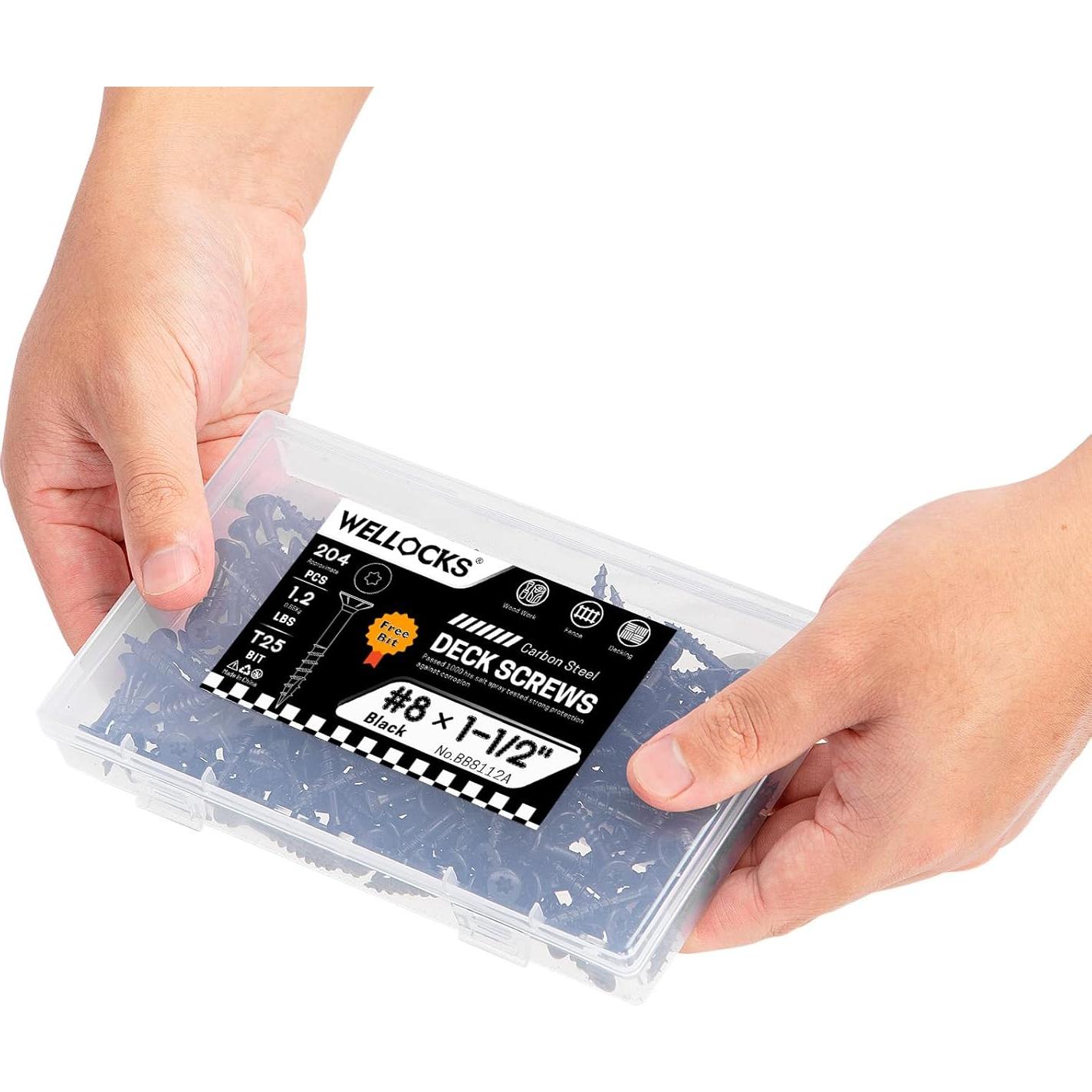 Tornillos para Deck WELLOCKS #8x6.35cm 128 PCS Negro