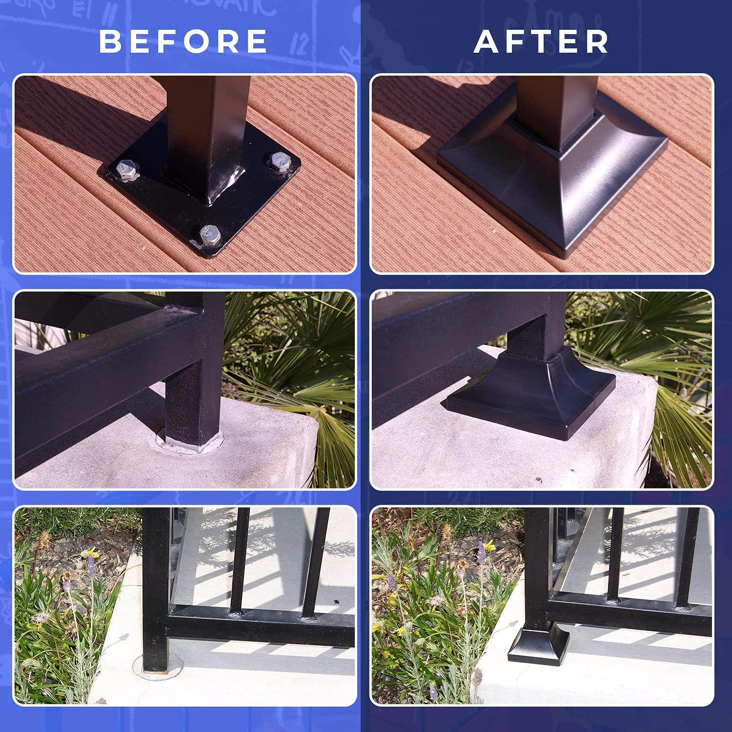 Cubierta de Poste de Deck Simsolve 1.5" Negro ABS Resistente UV