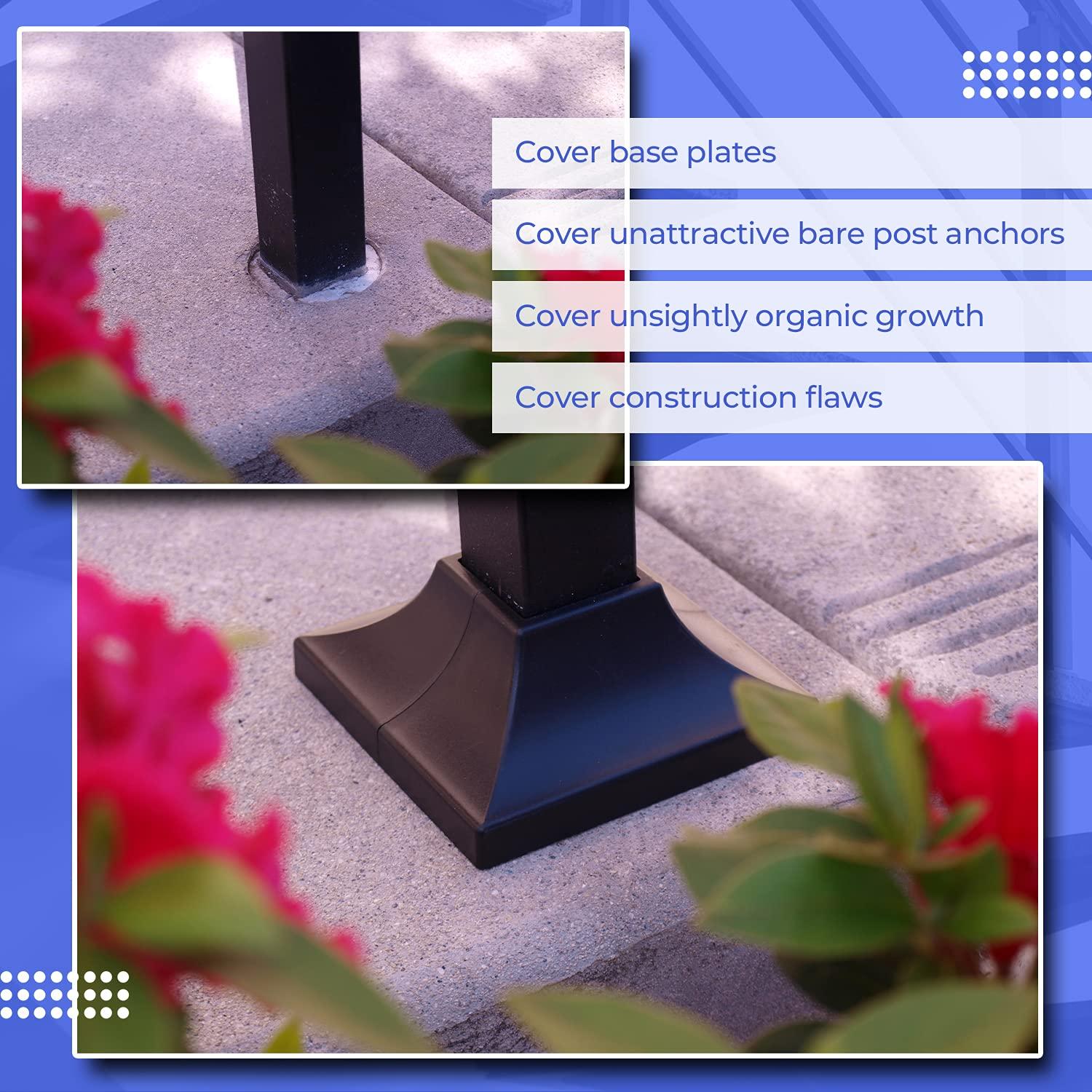 Cubierta de Poste de Deck Simsolve 1.5" Negro ABS Resistente UV