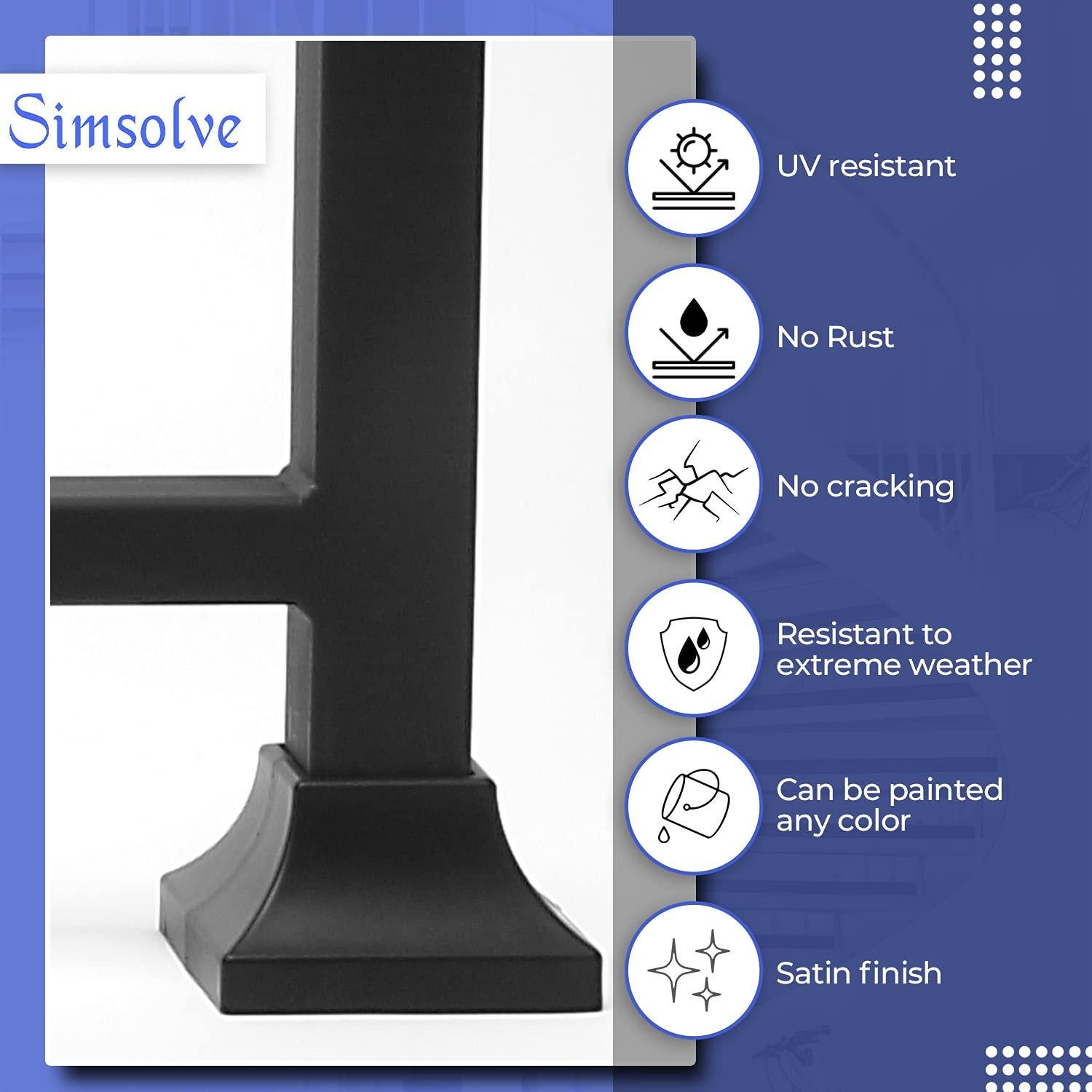 Cubierta de Poste de Deck Simsolve 1.5" Negro ABS Resistente UV